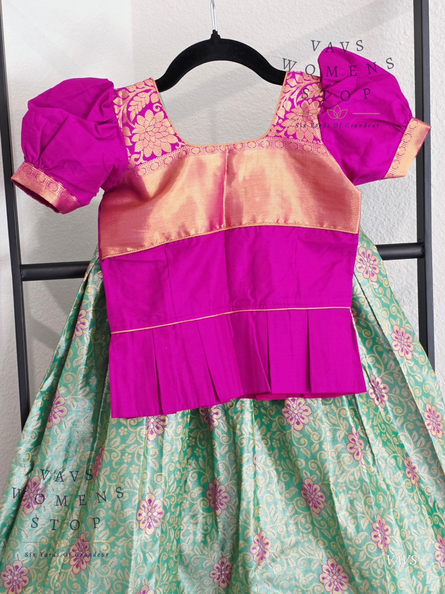 Semi Kanchi Pattu Silk Lehenga Set for Girls – Traditional Pavadai for Ages 4 to 5 | Ready to Ship from USA