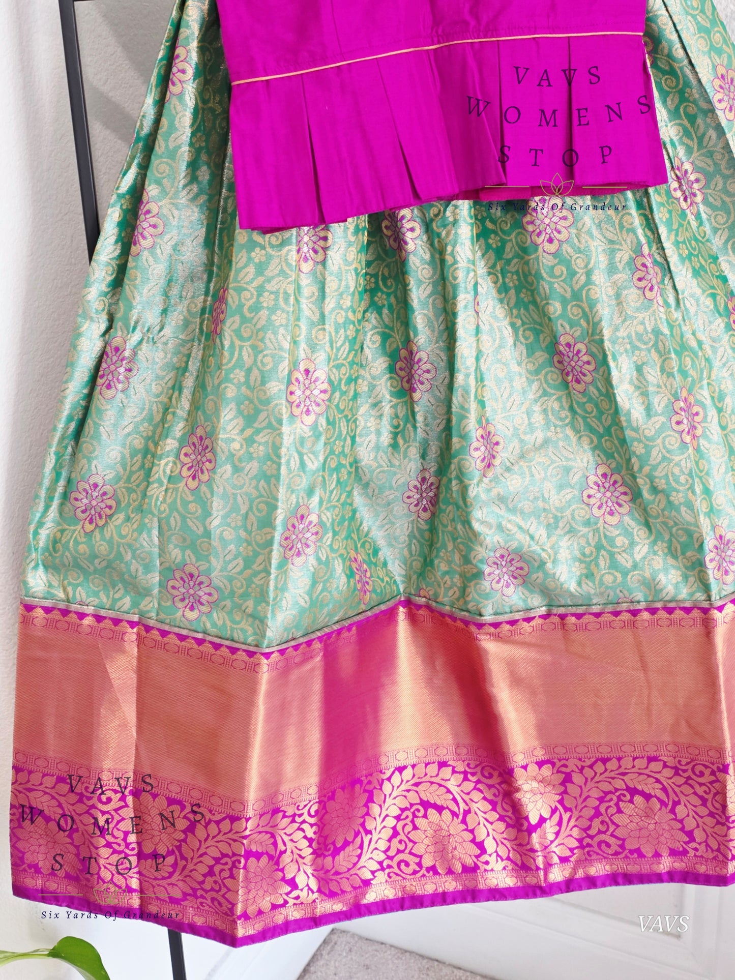 Semi Kanchi Pattu Silk Lehenga Set for Girls – Traditional Pavadai for Ages 4 to 5 | Ready to Ship from USA