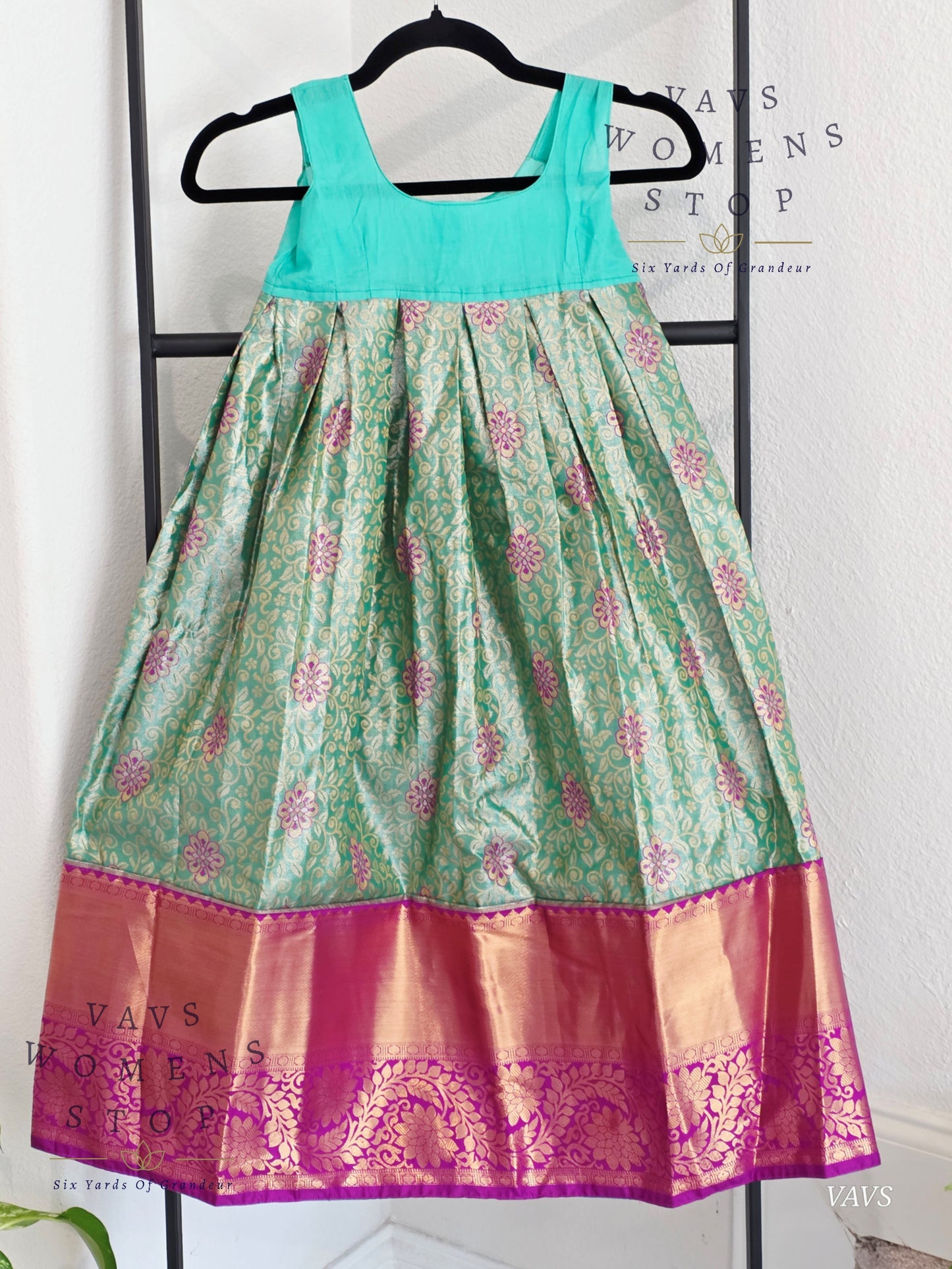 Semi Kanchi Pattu Silk Lehenga Set for Girls – Traditional Pavadai for Ages 4 to 5 | Ready to Ship from USA
