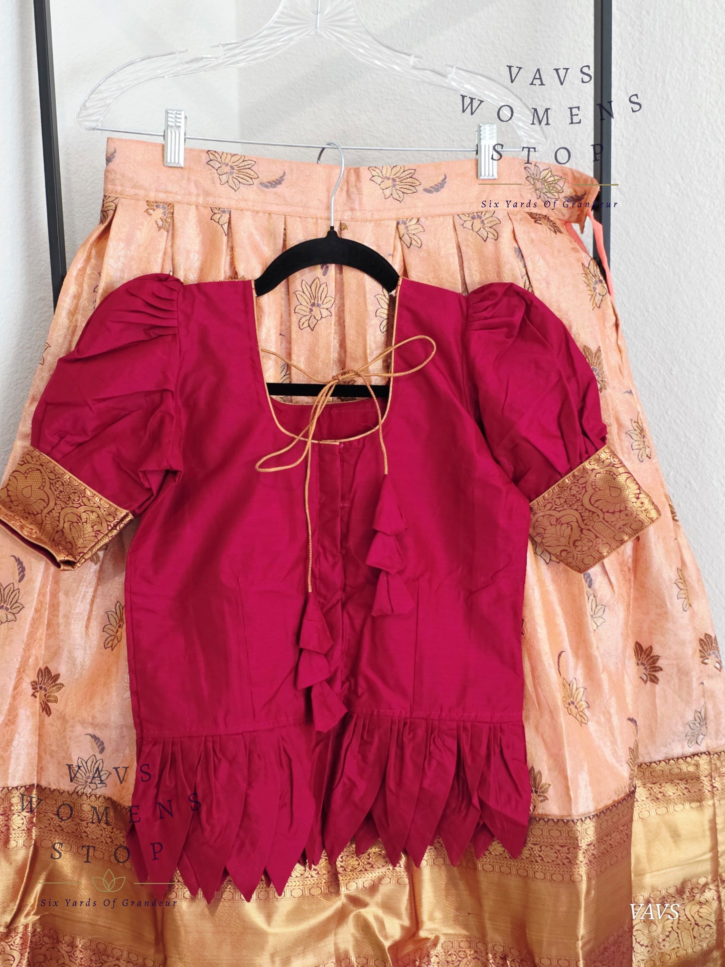 Semi Kanchi Pattu Silk Lehenga Set for Girls – Traditional Pavadai for Ages 11 to 12 | Ready to Ship from USA