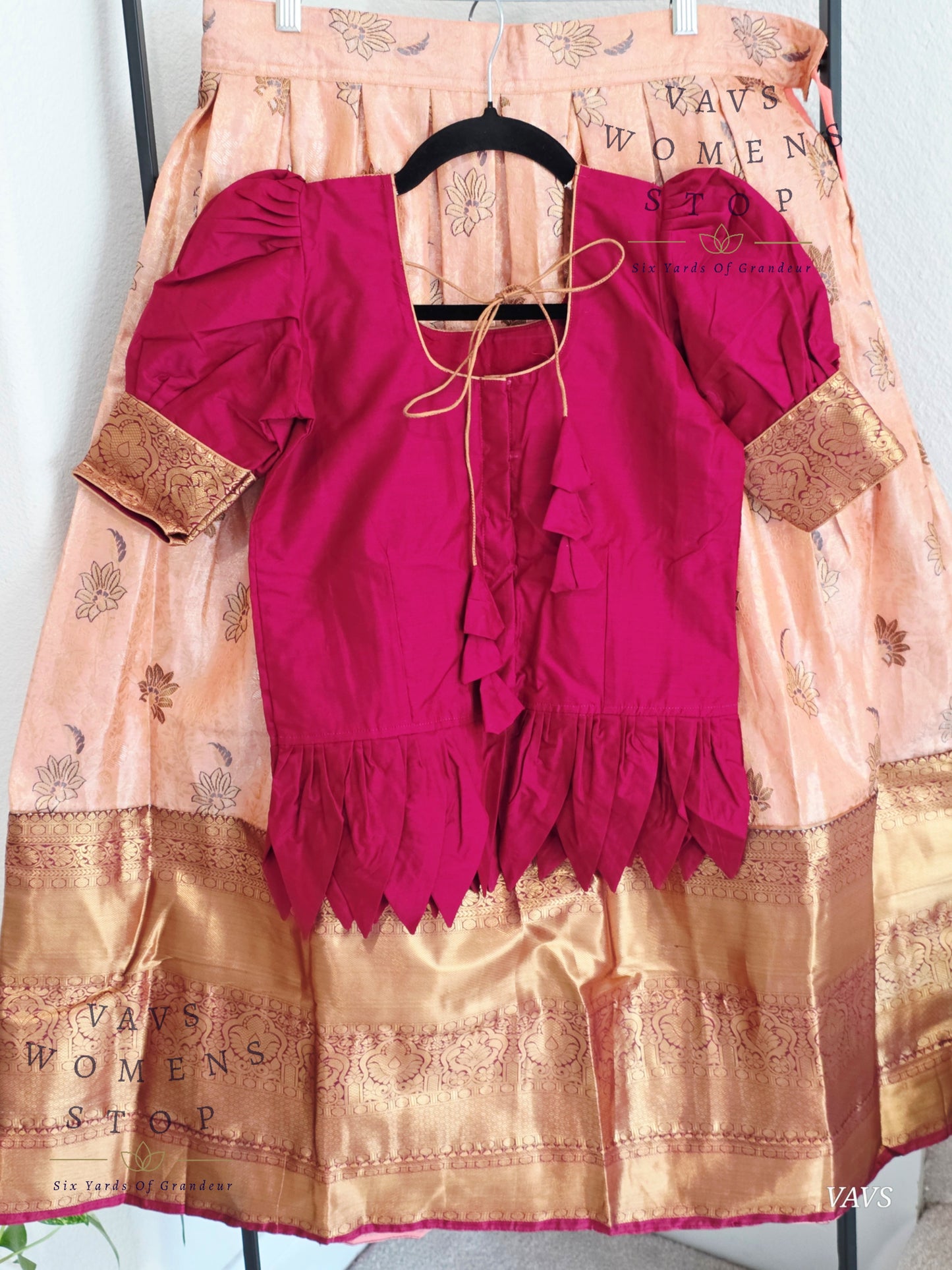 Semi Kanchi Pattu Silk Lehenga Set for Girls – Traditional Pavadai for Ages 11 to 12 | Ready to Ship from USA