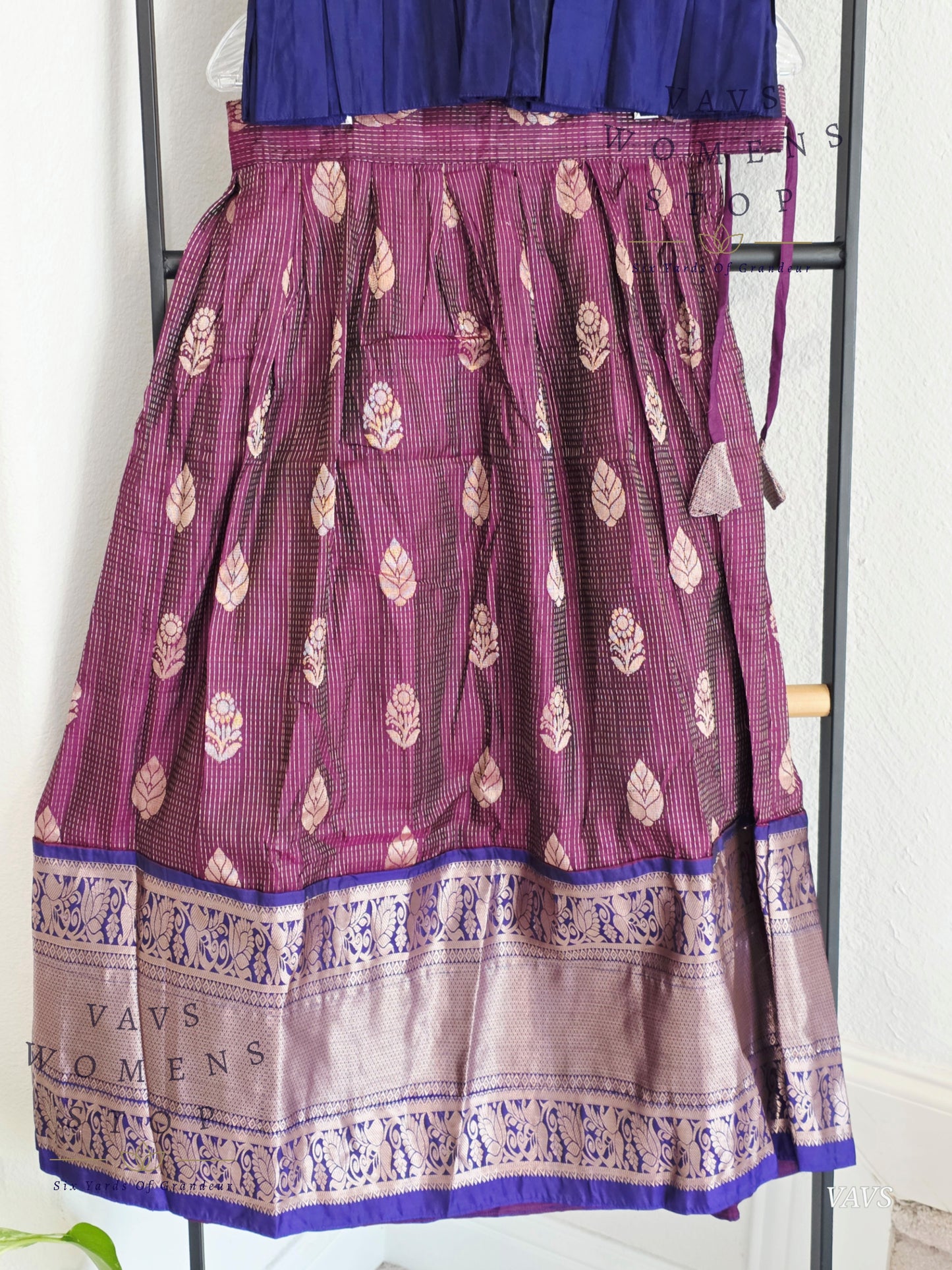 Semi Kanchi Pattu Silk Lehenga Set for Girls – Traditional Pavadai for Ages 6 to 7 | Ready to Ship from USA