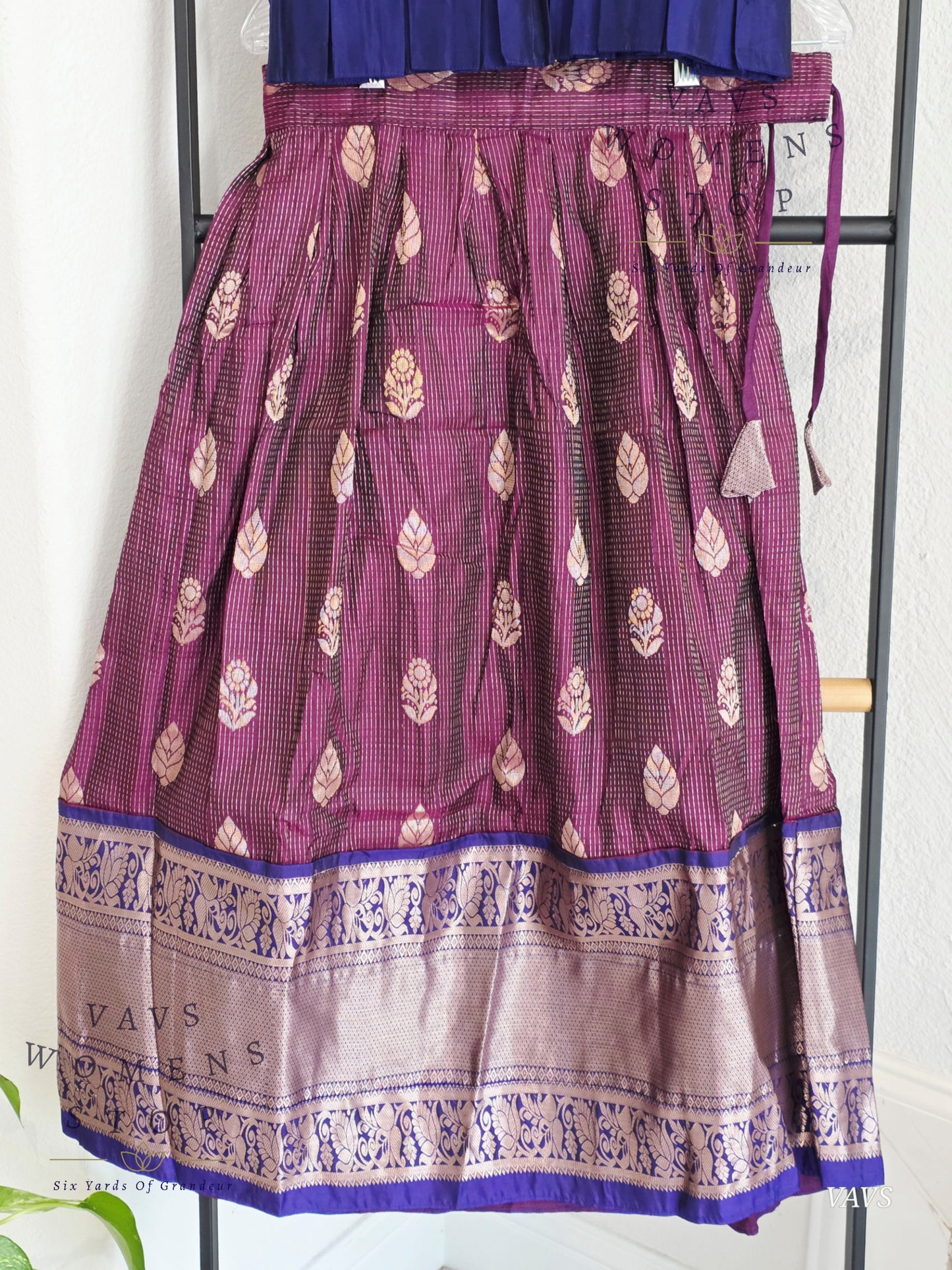 Semi Kanchi Pattu Silk Lehenga Set for Girls – Traditional Pavadai for Ages 6 to 7 | Ready to Ship from USA
