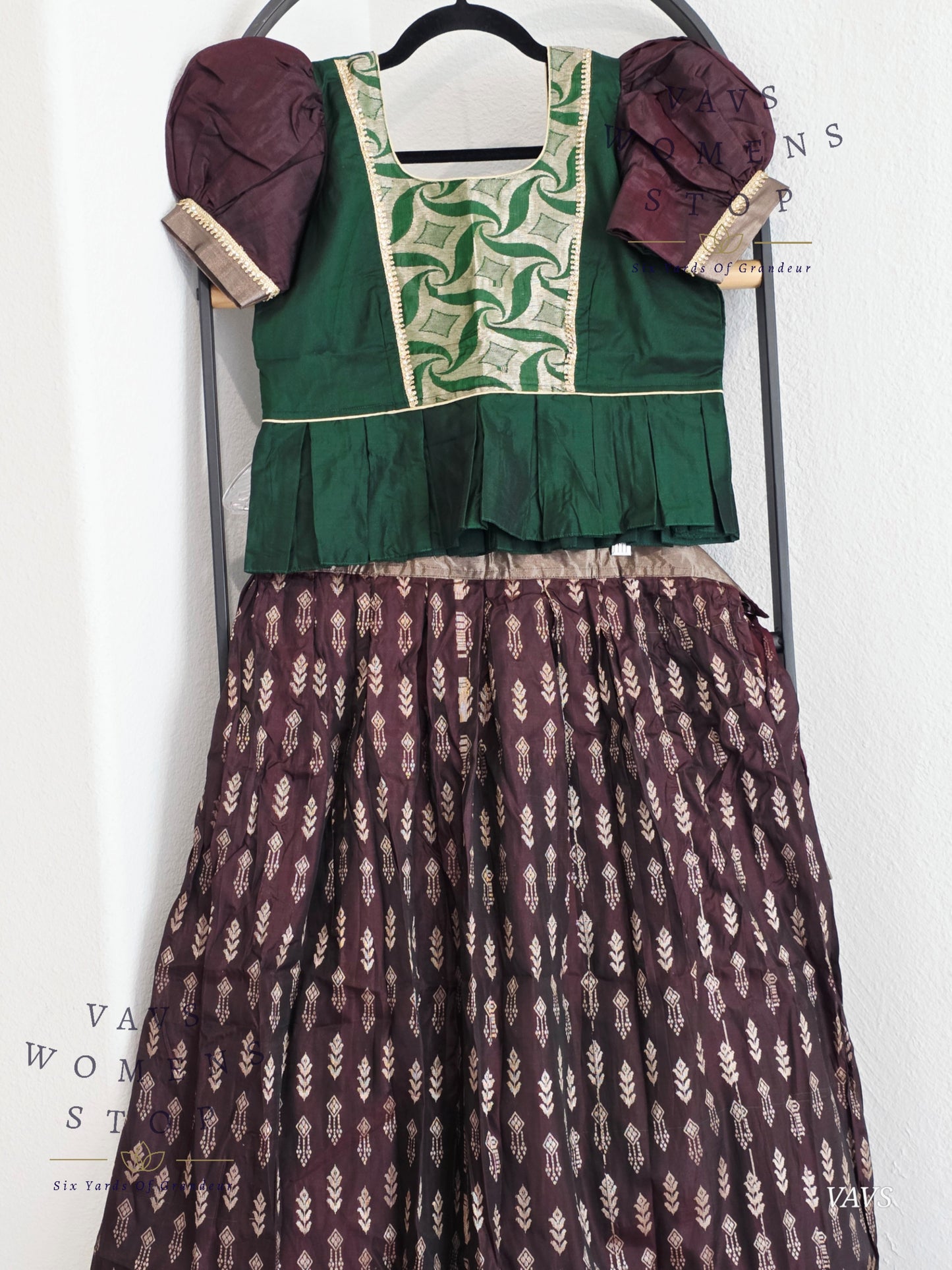 Semi Kanchi Pattu Silk Lehenga Set for Girls – Traditional Pavadai for Ages 10 to 11 | Ready to Ship from USA