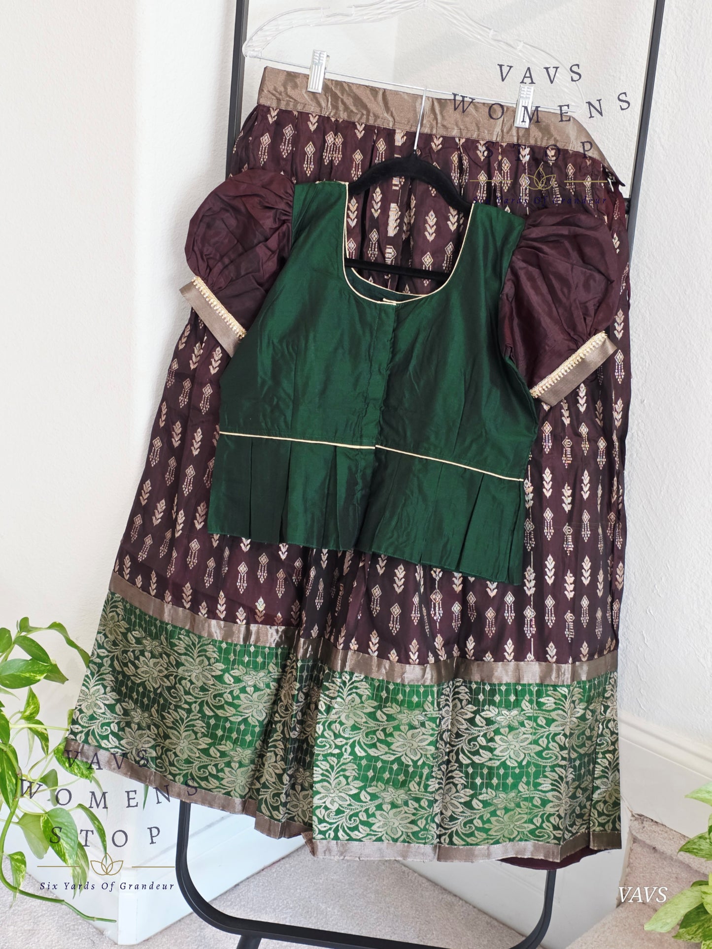 Semi Kanchi Pattu Silk Lehenga Set for Girls – Traditional Pavadai for Ages 10 to 11 | Ready to Ship from USA