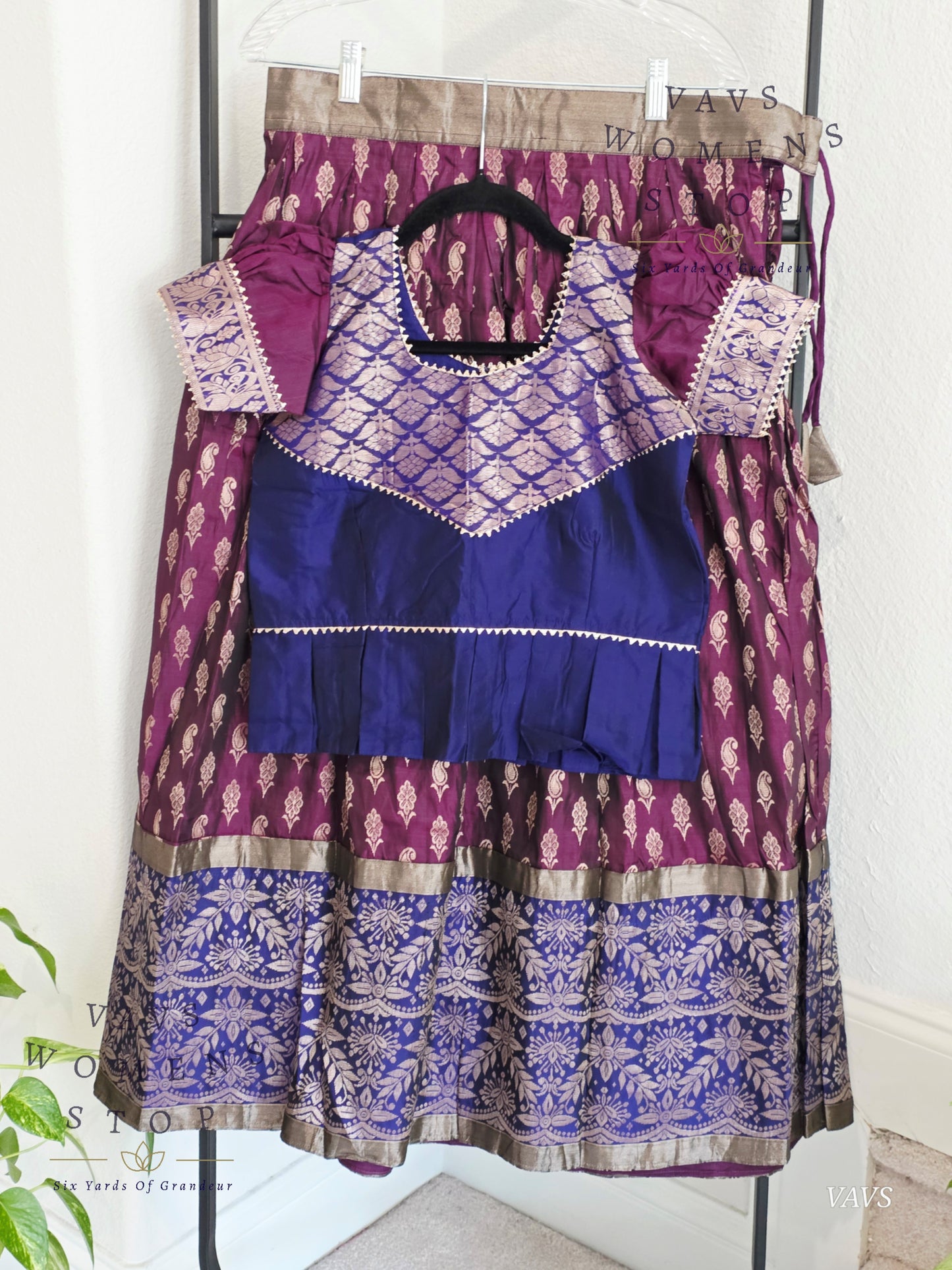 Semi Kanchi Pattu Silk Lehenga Set for Girls – Traditional Pavadai for Ages 6 to 7 | Ready to Ship from USA