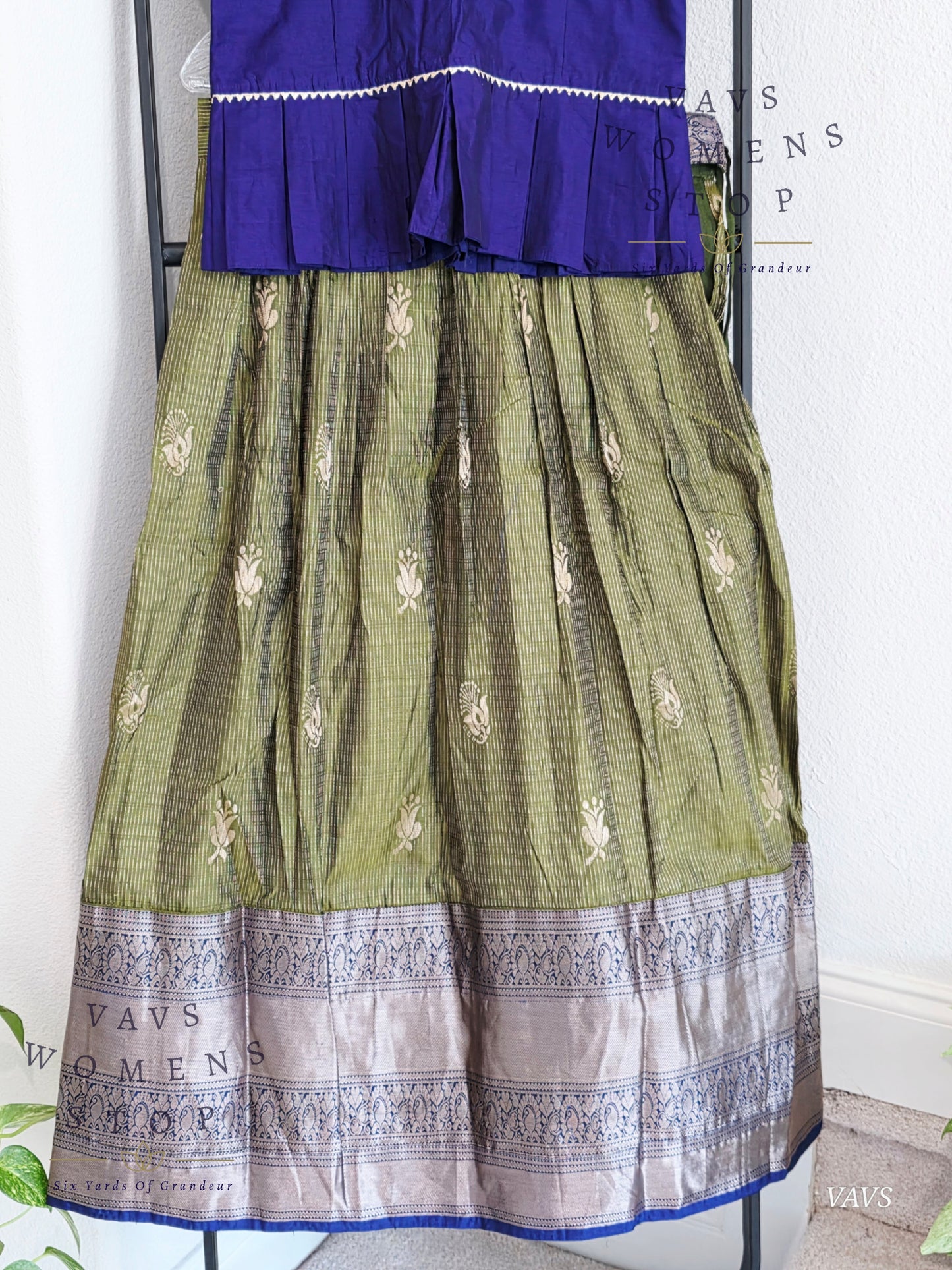 Semi Kanchi Pattu Silk Lehenga Set for Girls – Traditional Pavadai for Ages 11 to 12 | Ready to Ship from USA