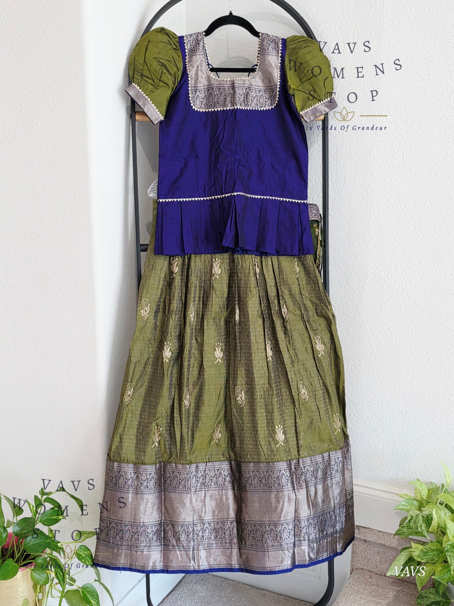 Semi Kanchi Pattu Silk Lehenga Set for Girls – Traditional Pavadai for Ages 11 to 12 | Ready to Ship from USA