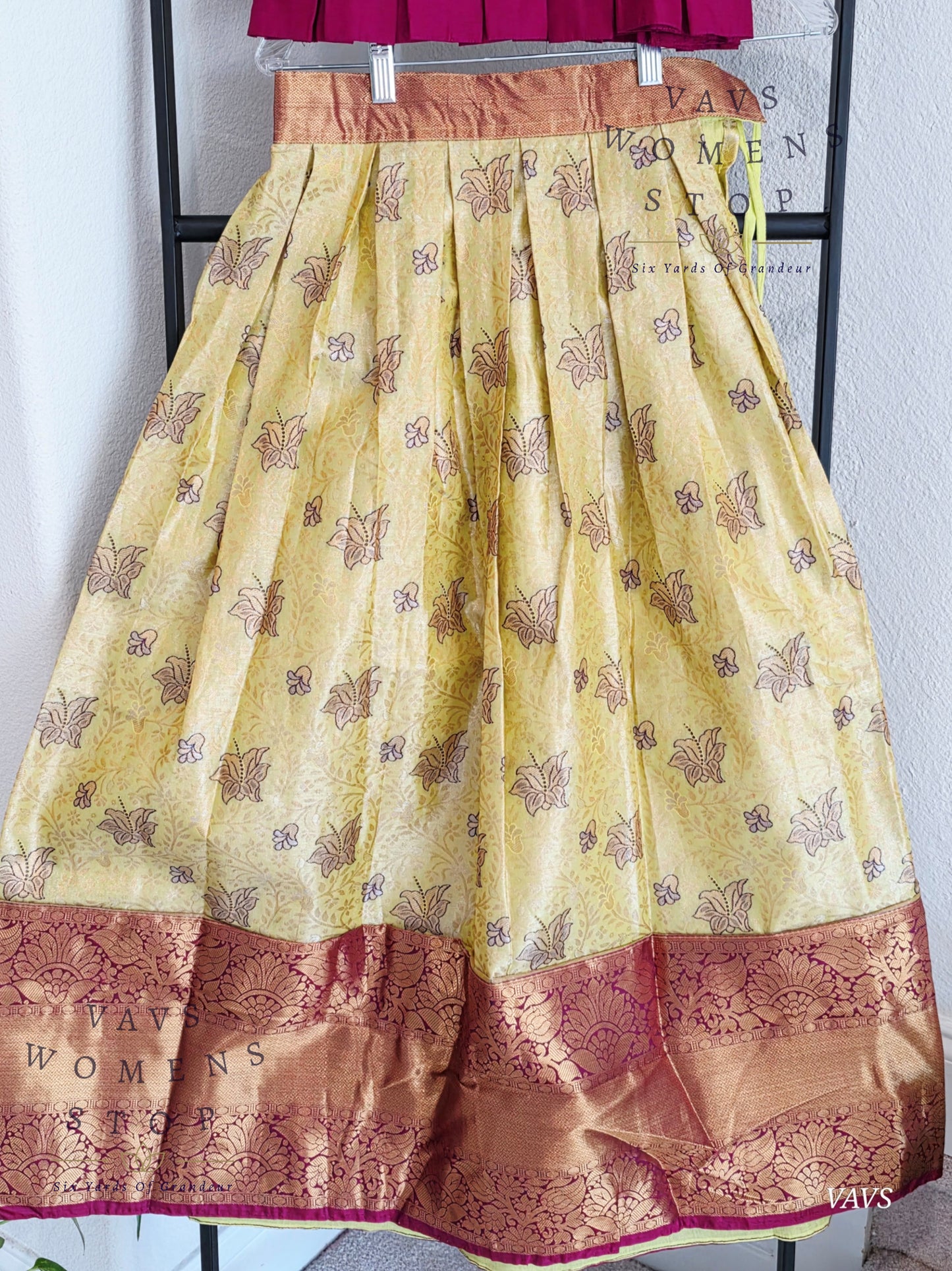 Semi Kanchi Pattu Silk Lehenga Set for Girls – Traditional Pavadai for Ages 7 to 8 | Ready to Ship from USA