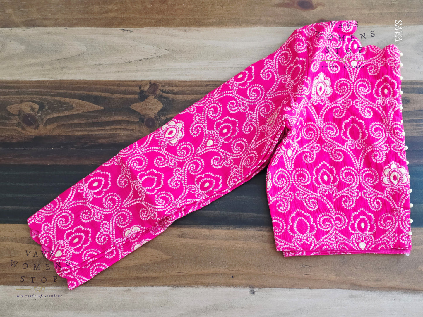 Pink Bandhani Full Sleeve Blouse