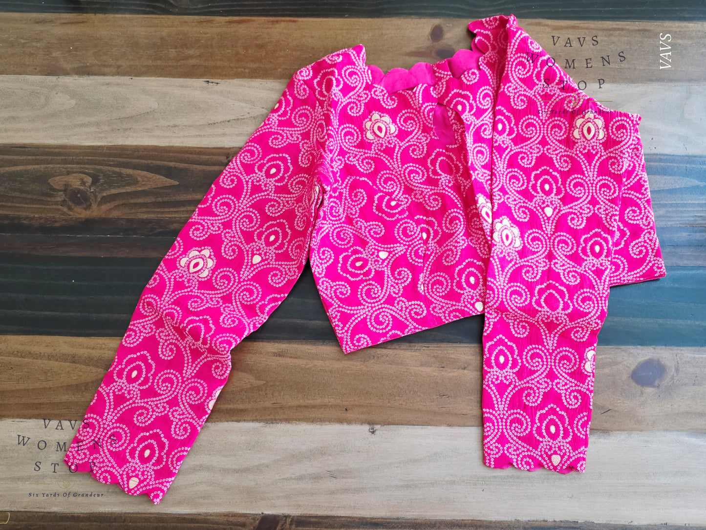 Pink Bandhani Full Sleeve Blouse