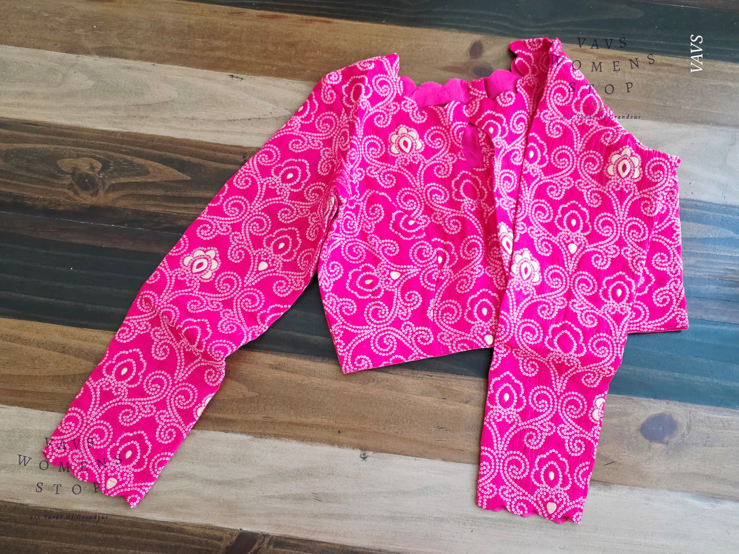 Pink Bandhani Full Sleeve Blouse