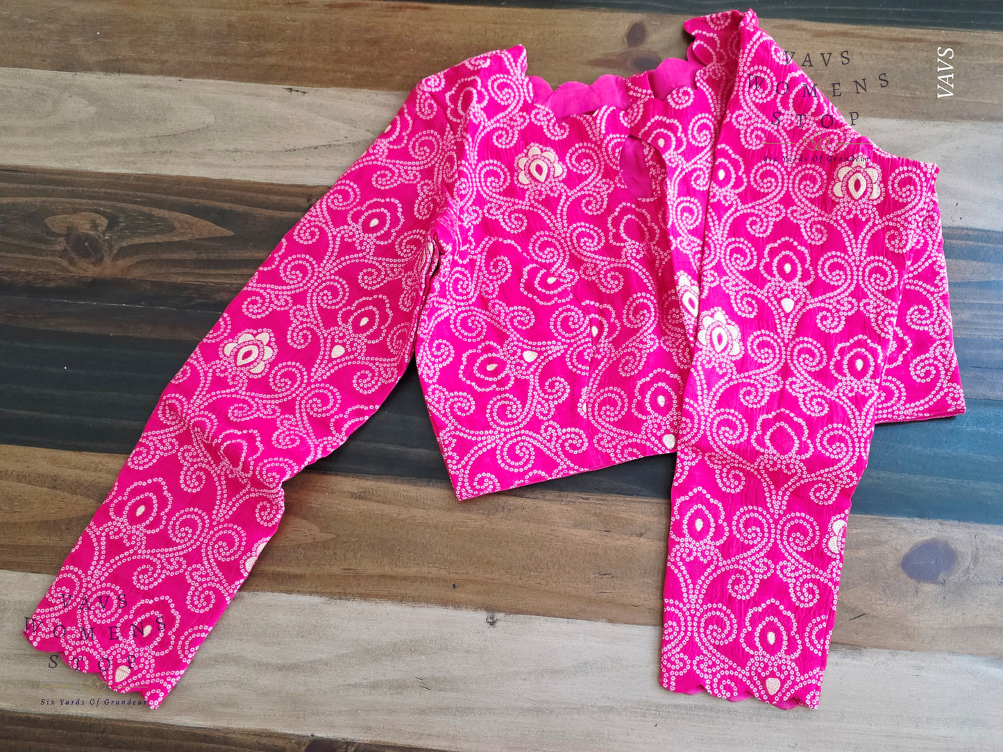 Pink Bandhani Full Sleeve Blouse