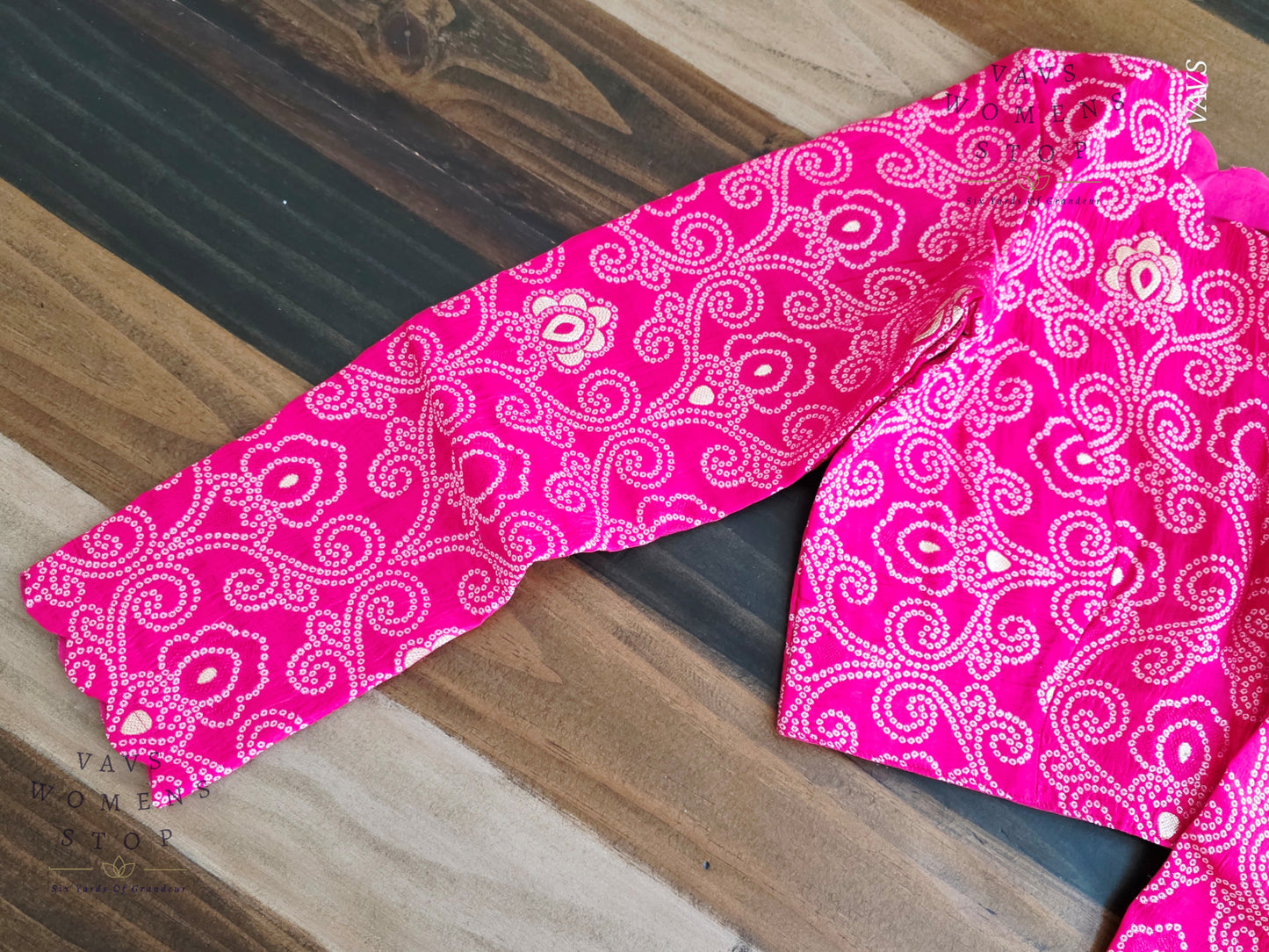 Pink Bandhani Full Sleeve Blouse