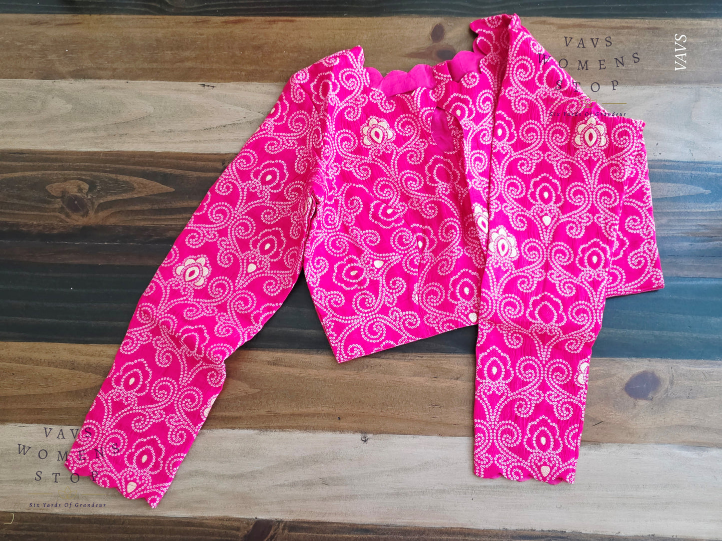 Pink Bandhani Full Sleeve Blouse