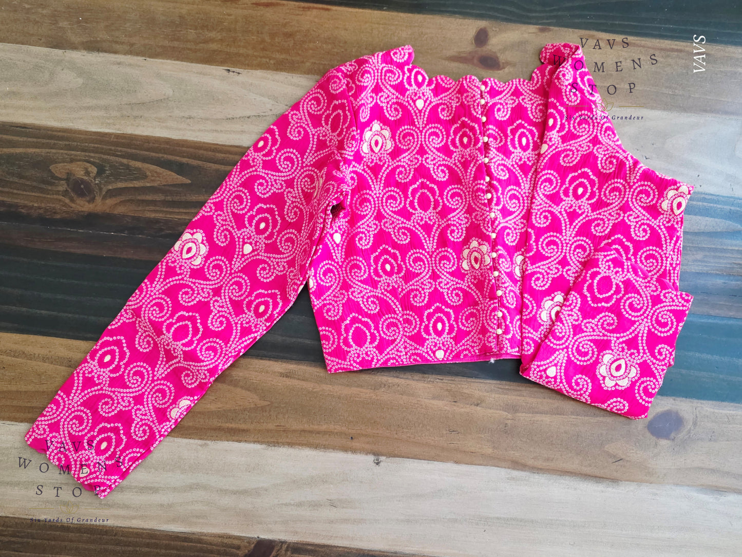 Pink Bandhani Full Sleeve Blouse