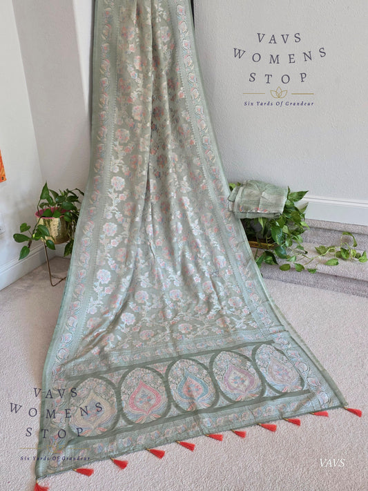 Pure Kota Chiffon Meenakari Jal Saree | Elegant Partywear |  Women’s Stop | Ready To Ship