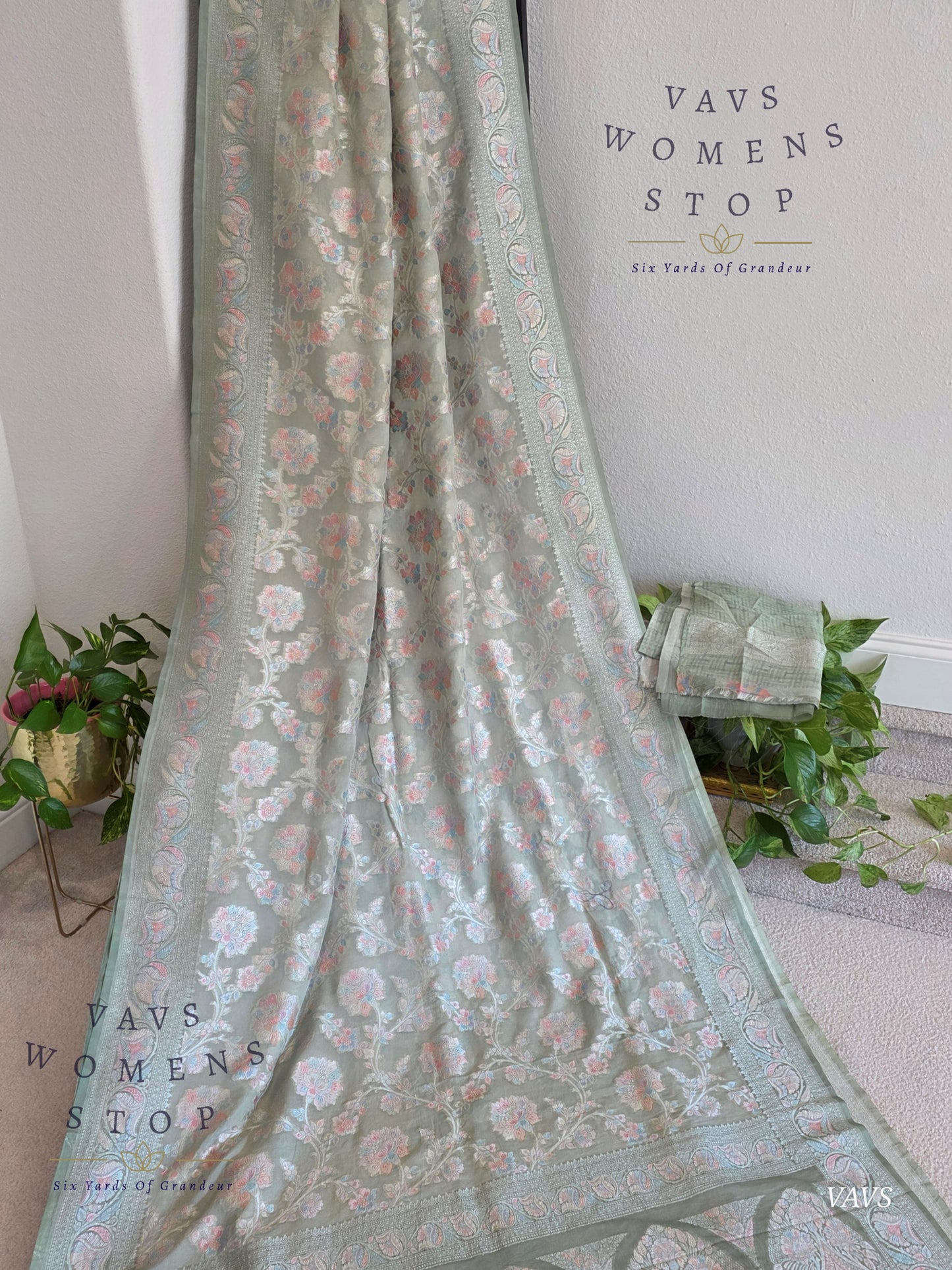 Pure Kota Chiffon Saree with All-Over Meenakari Jal Design