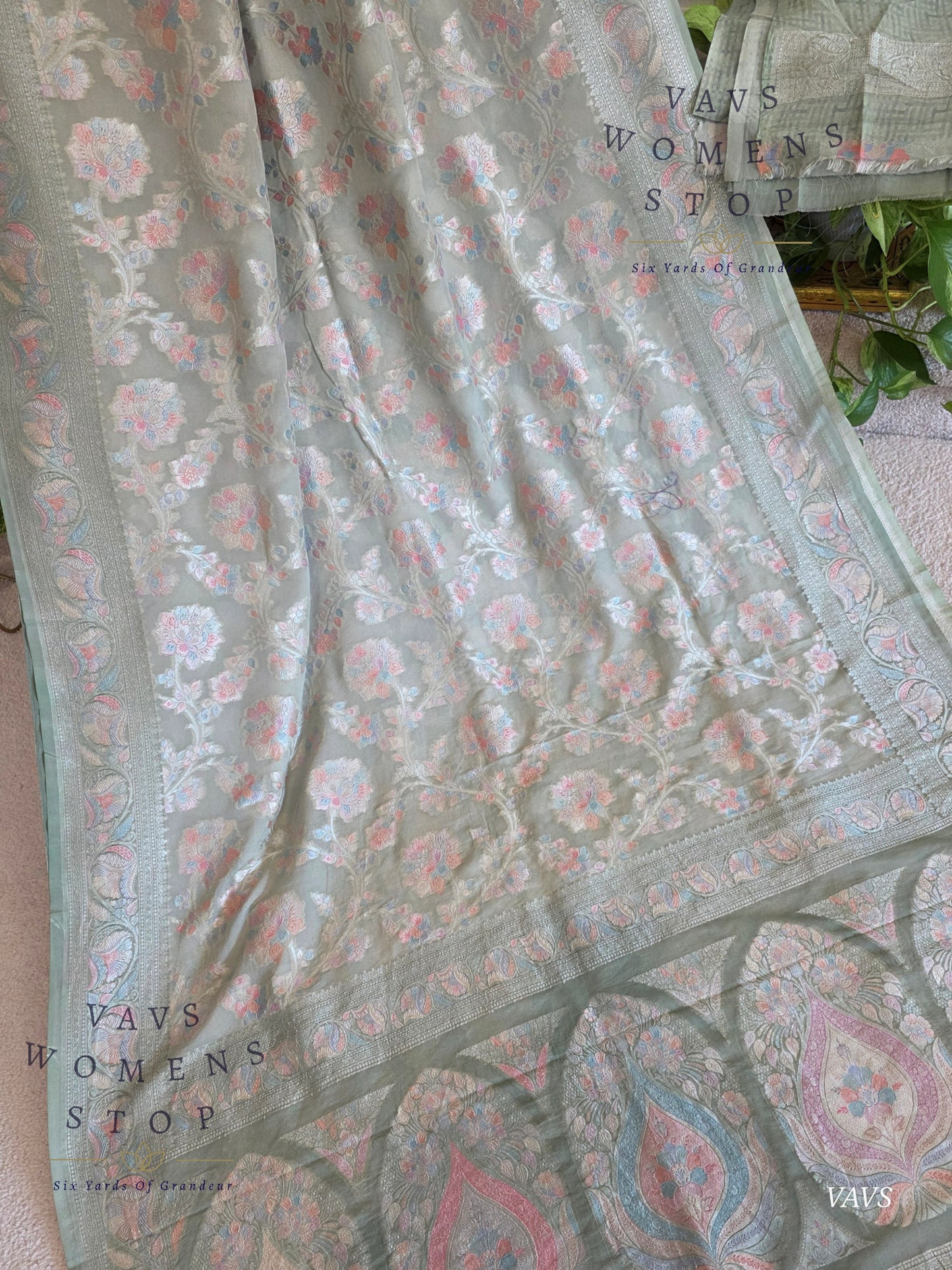 Pure Kota Chiffon Saree with All-Over Meenakari Jal Design