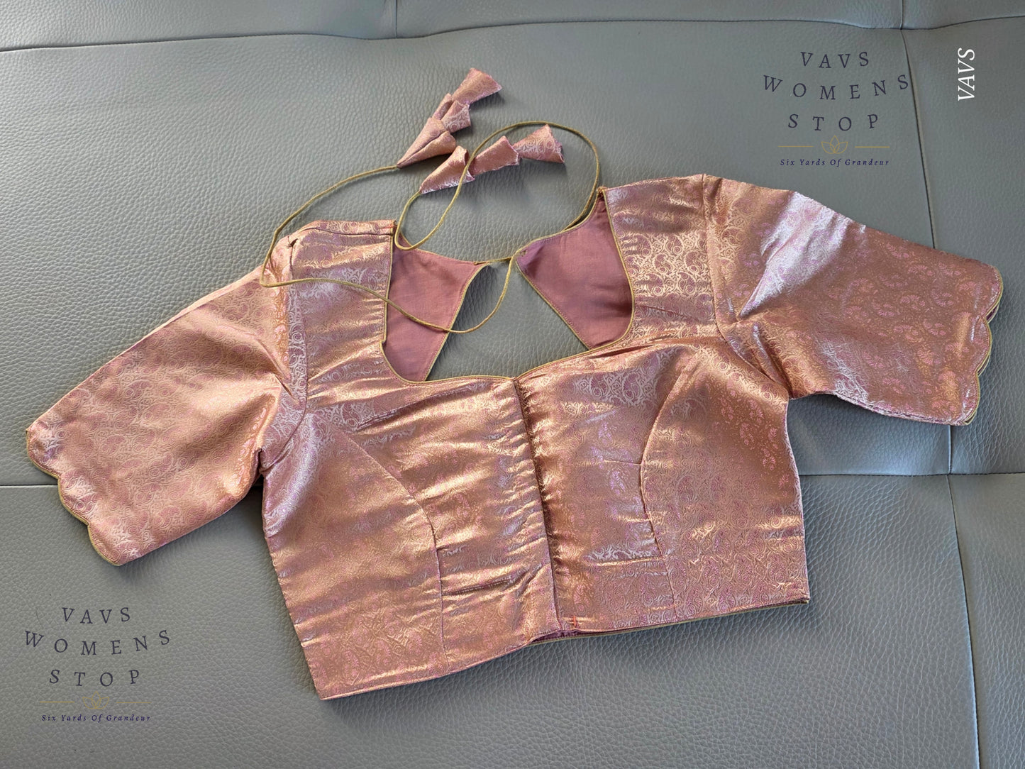 Dusty Pink Pure Benarasi Brocade Silk Stitched Blouse