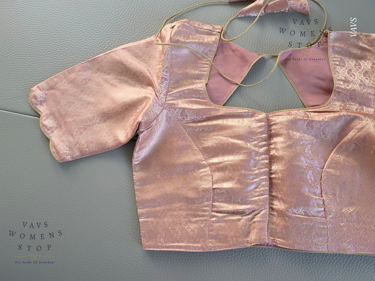 Dusty Pink Pure Benarasi Brocade Silk Stitched Blouse