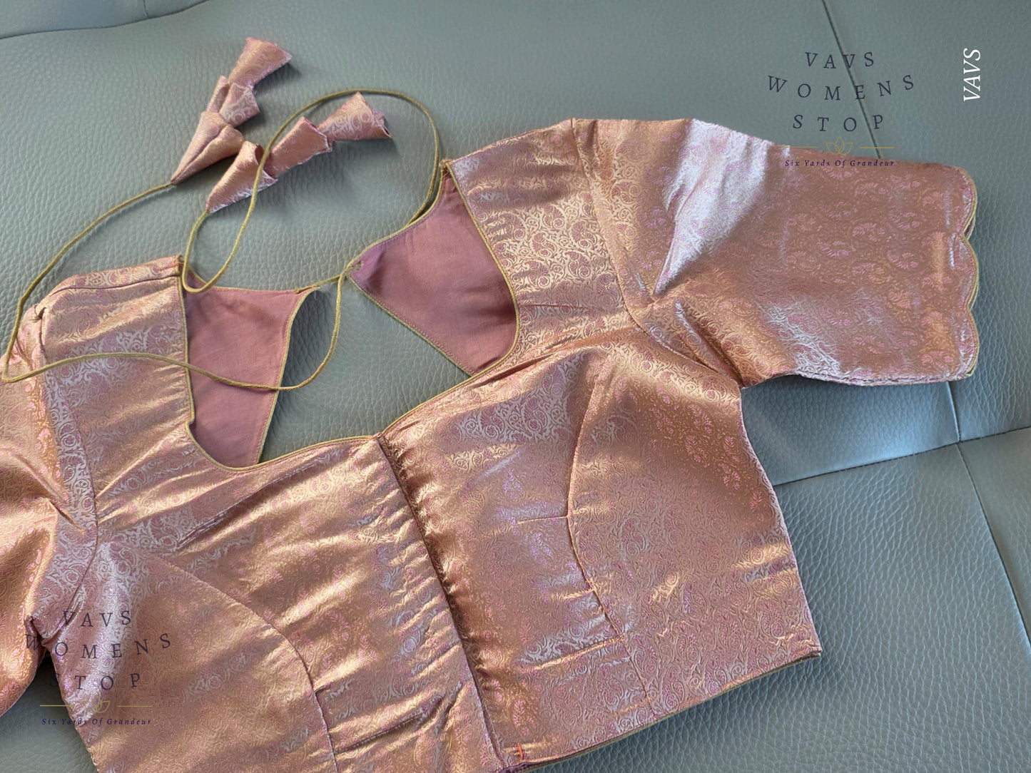 Dusty Pink Pure Benarasi Brocade Silk Stitched Blouse