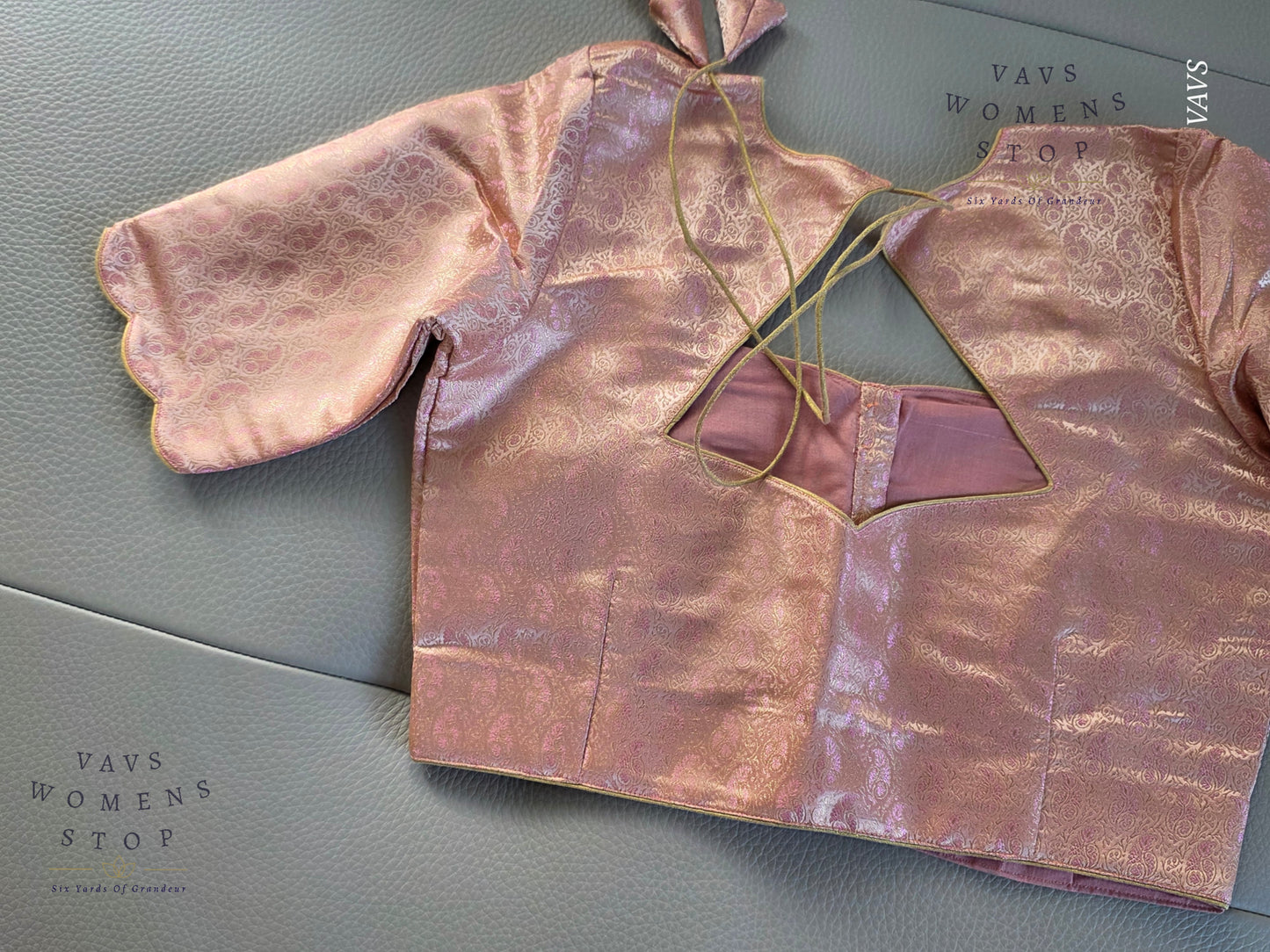 Dusty Pink Pure Benarasi Brocade Silk Stitched Blouse