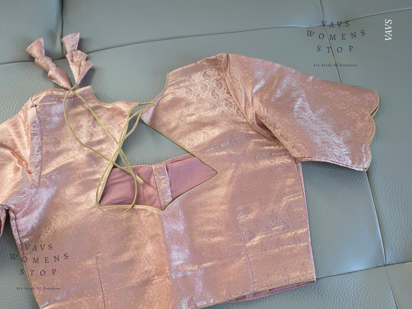 Dusty Pink Pure Benarasi Brocade Silk Stitched Blouse