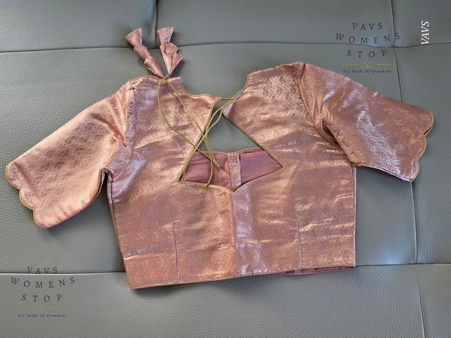 Dusty Pink Pure Benarasi Brocade Silk Stitched Blouse