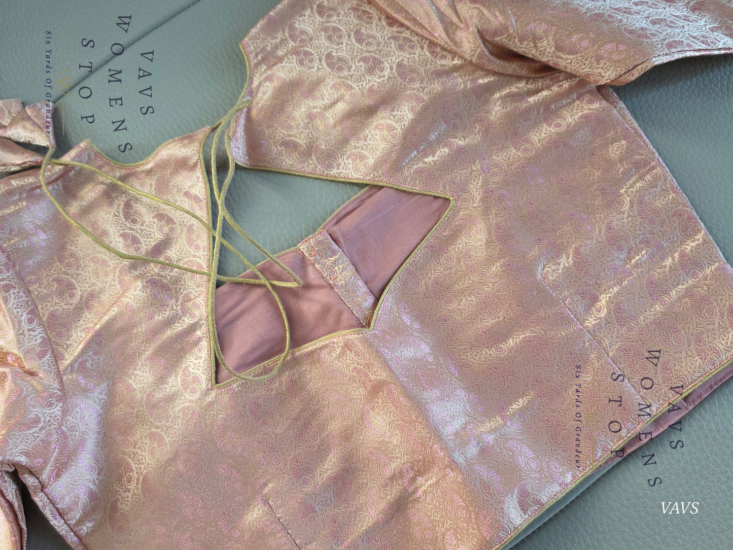 Dusty Pink Pure Benarasi Brocade Silk Stitched Blouse