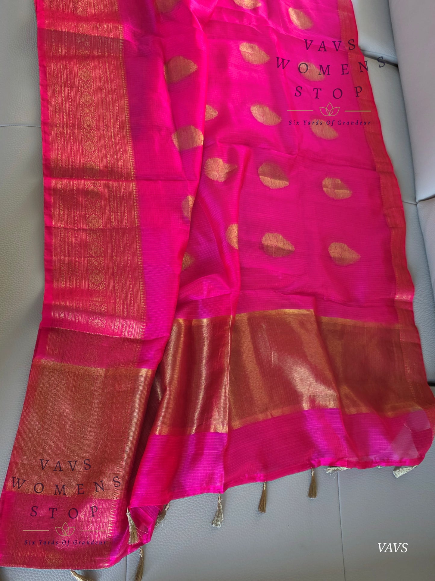 Semi Kota Silk Saree in Rani Pink Shade with Blouse Piece
