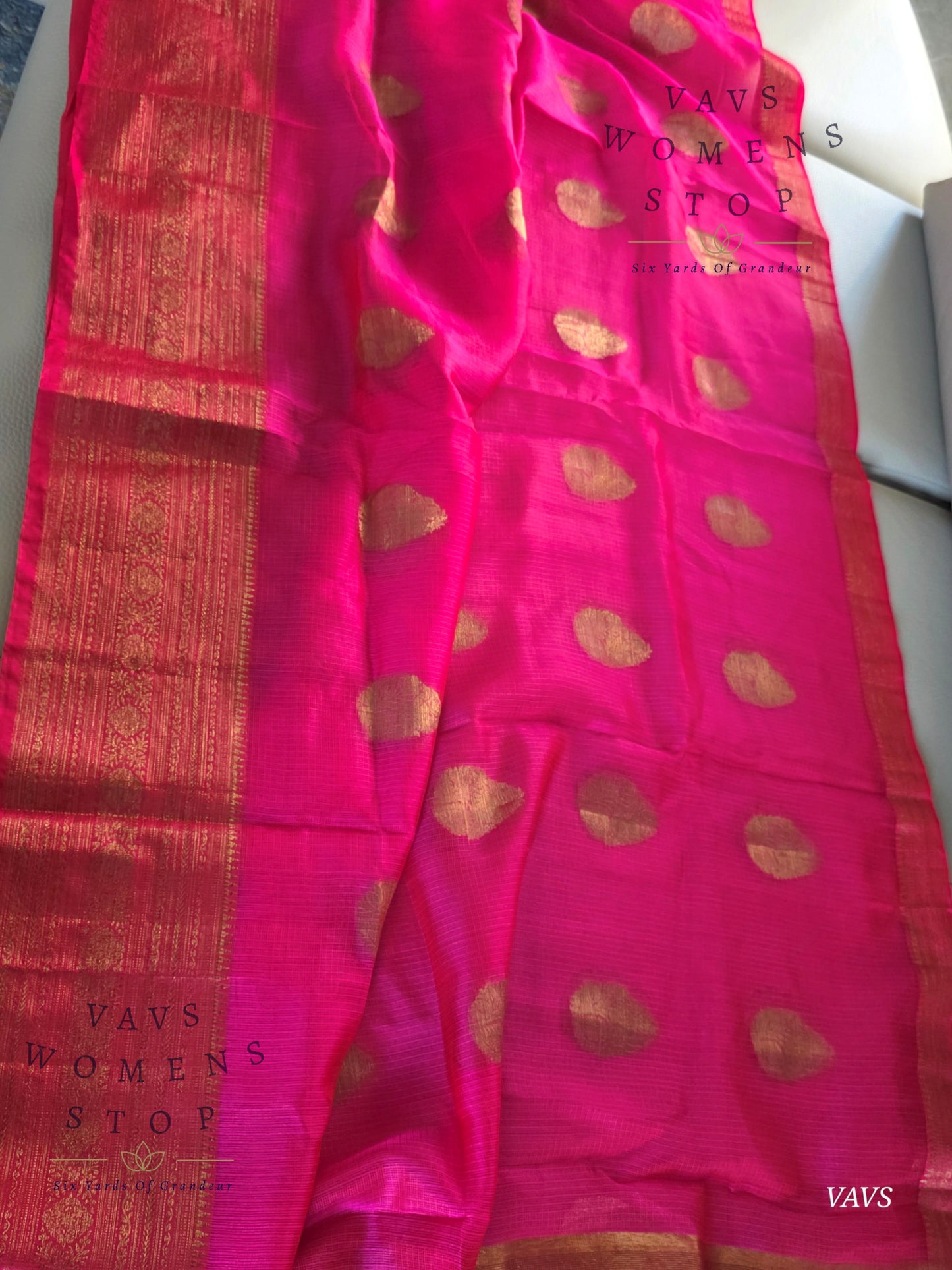 Semi Kota Silk Saree in Rani Pink Shade with Blouse Piece