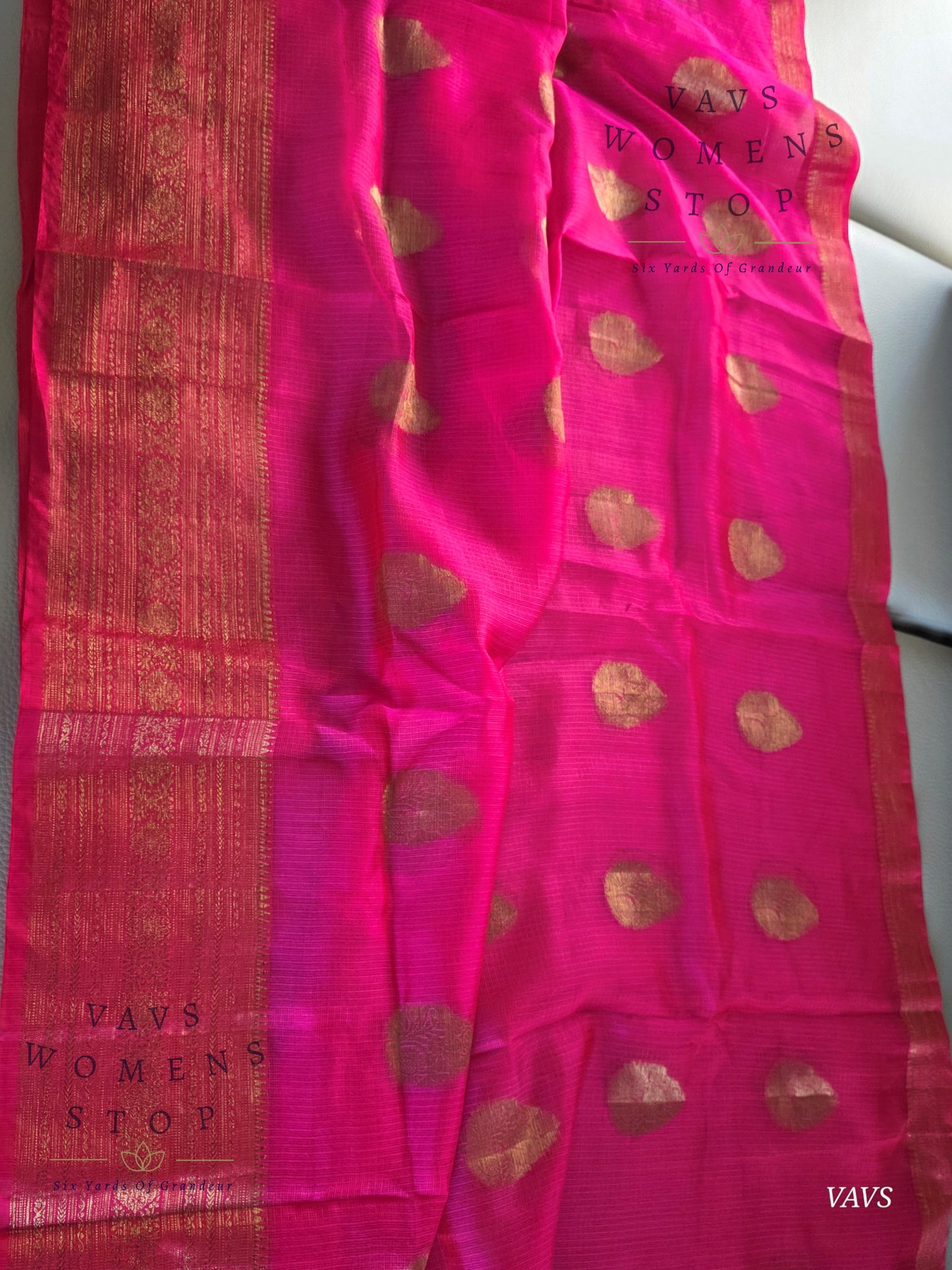Semi Kota Silk Saree in Rani Pink Shade with Blouse Piece