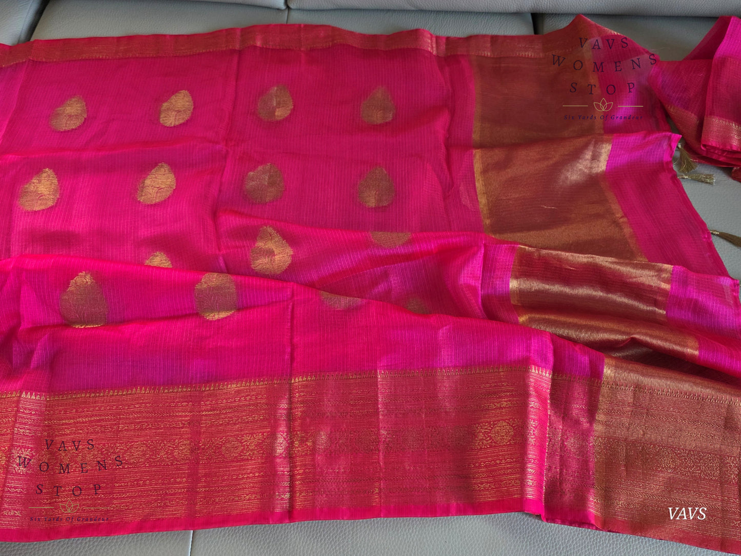 Semi Kota Silk Saree in Rani Pink Shade with Blouse Piece