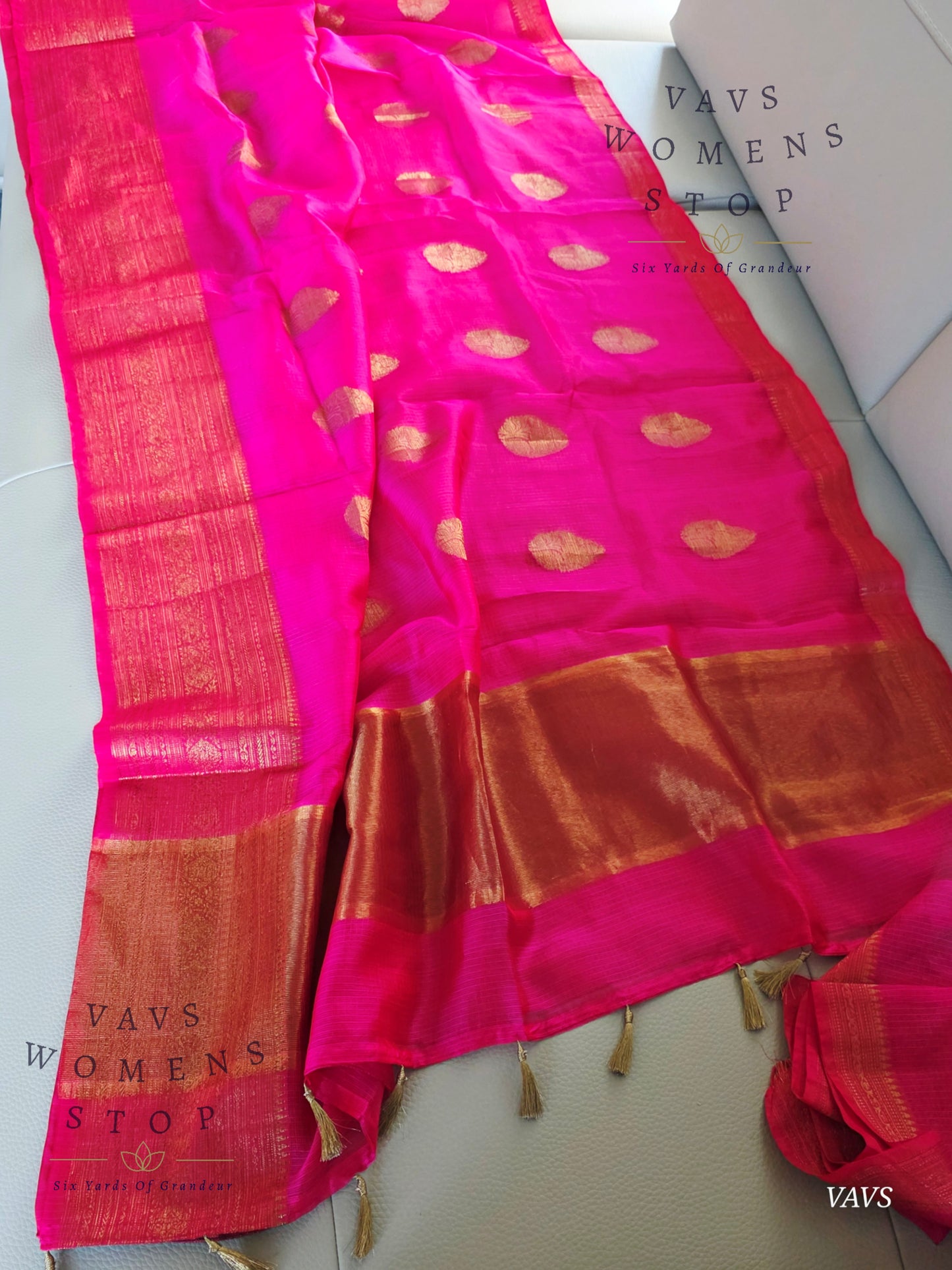 Semi Kota Silk Saree in Rani Pink Shade with Blouse Piece