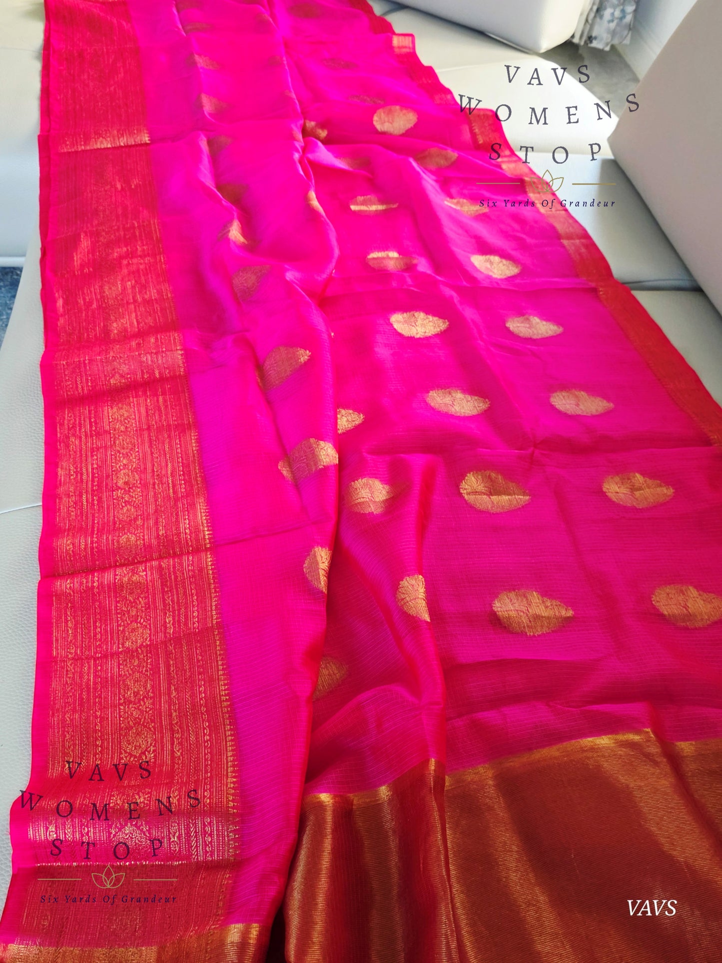 Semi Kota Silk Saree in Rani Pink Shade with Blouse Piece
