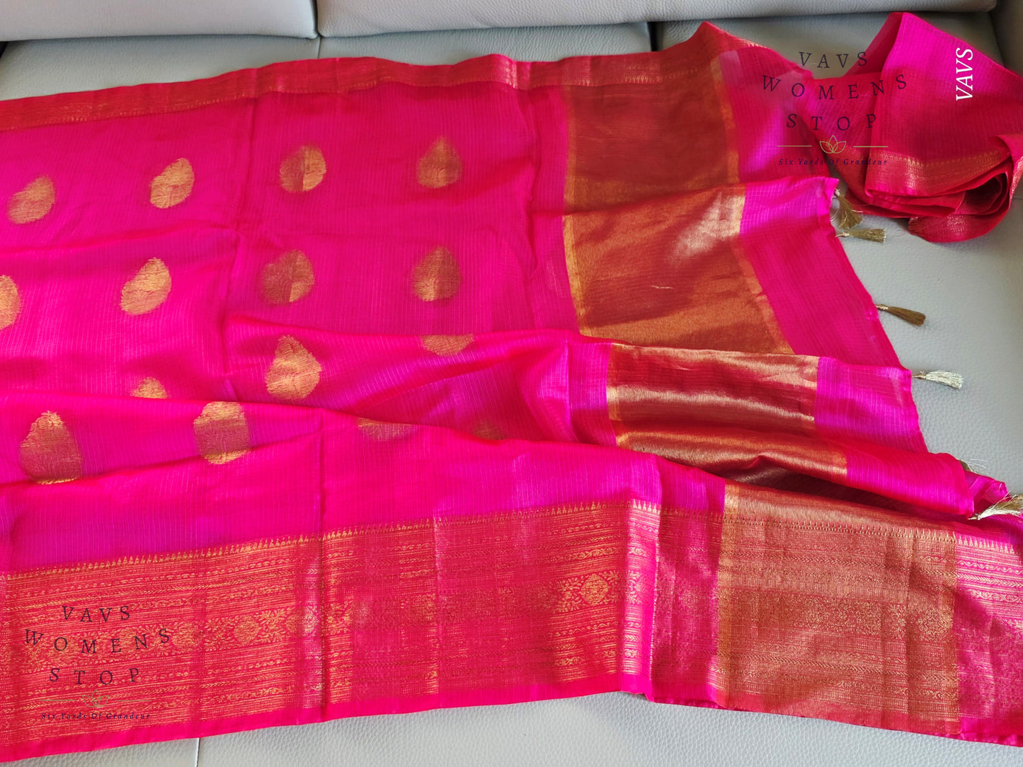 Semi Kota Silk Saree in Rani Pink Shade with Blouse Piece