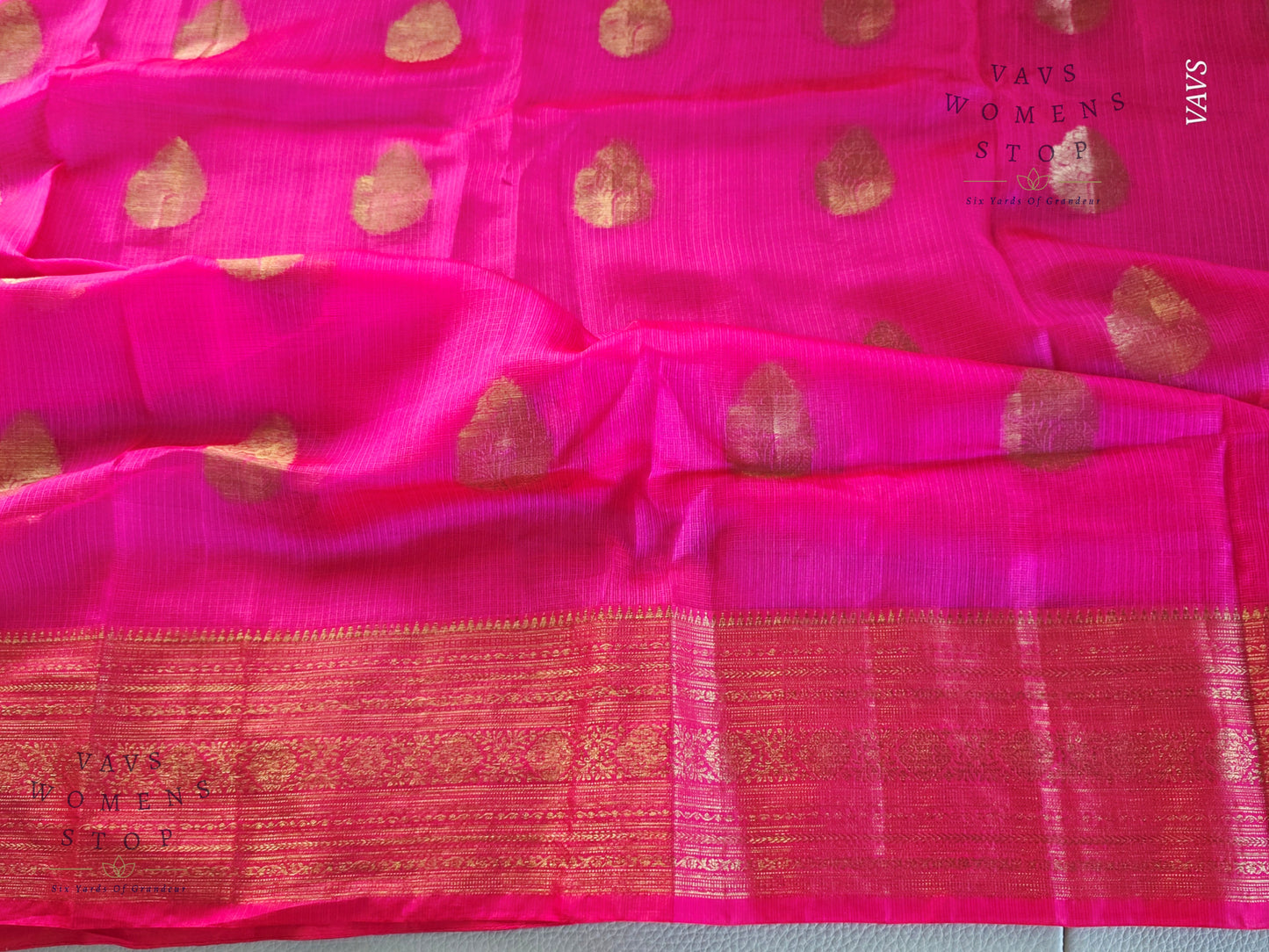 Semi Kota Silk Saree in Rani Pink Shade with Blouse Piece