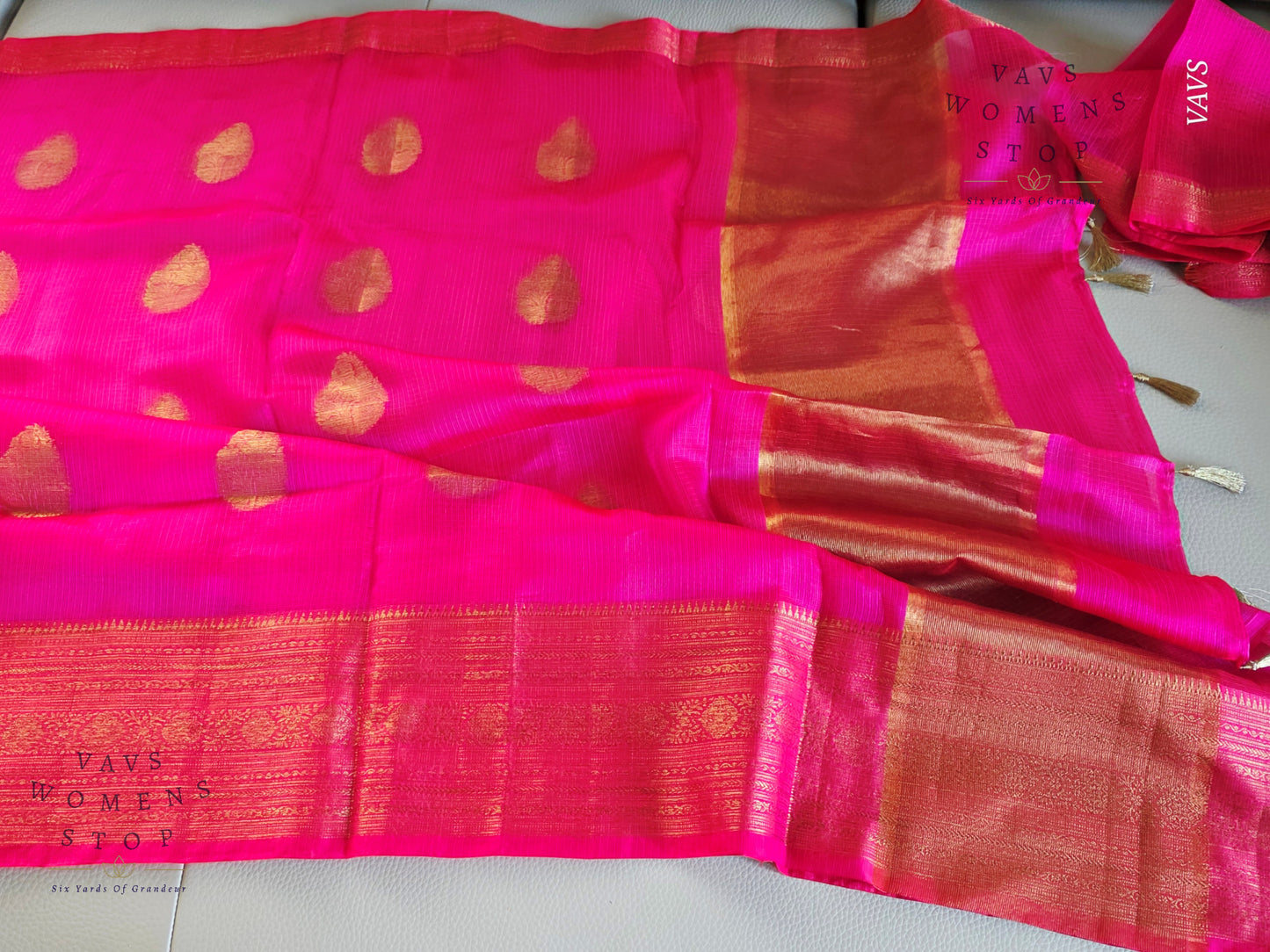 Semi Kota Silk Saree in Rani Pink Shade with Blouse Piece