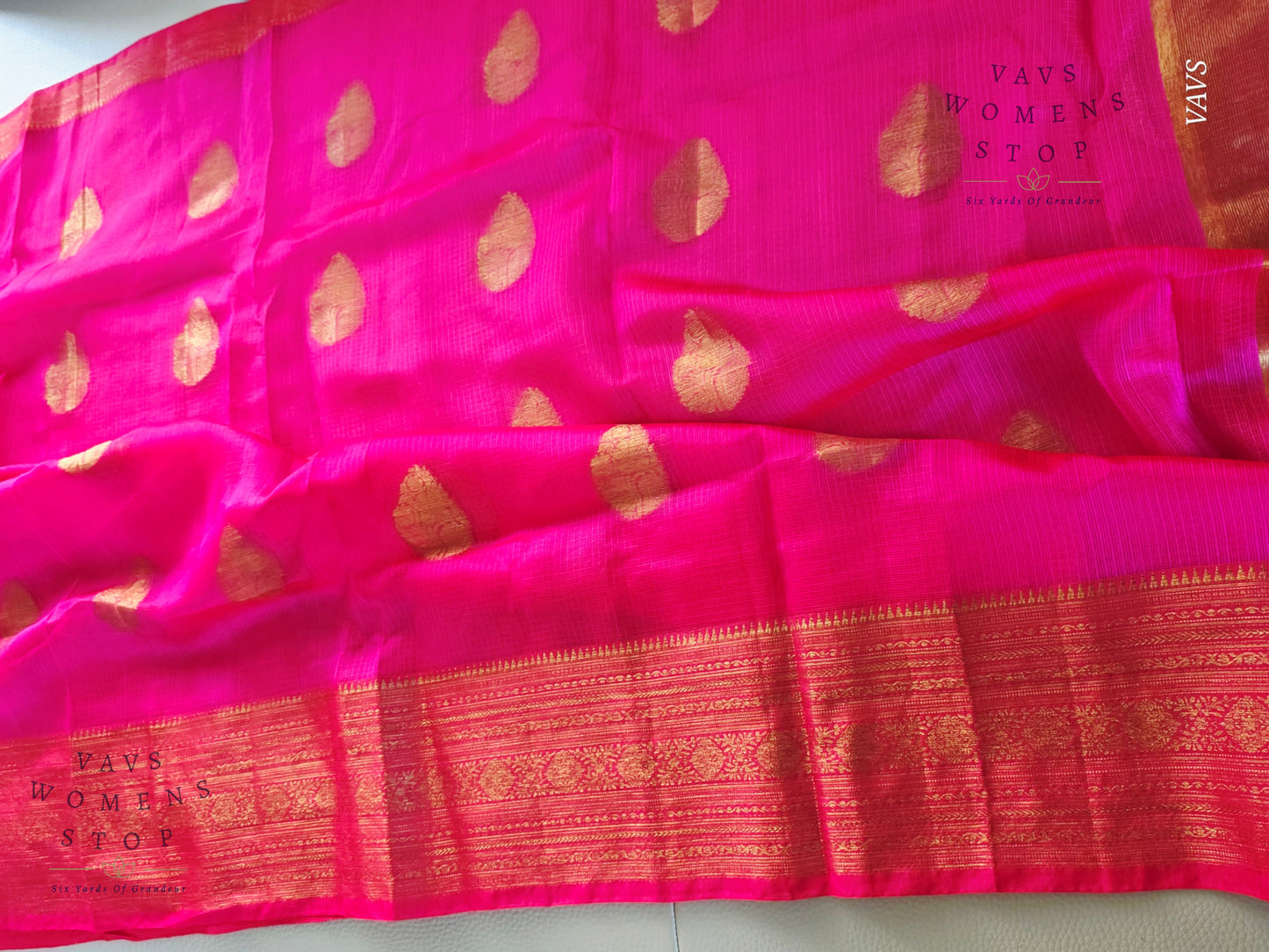 Semi Kota Silk Saree in Rani Pink Shade with Blouse Piece