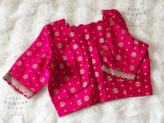 Pink Munga Crepe Silk Stitched Blouse