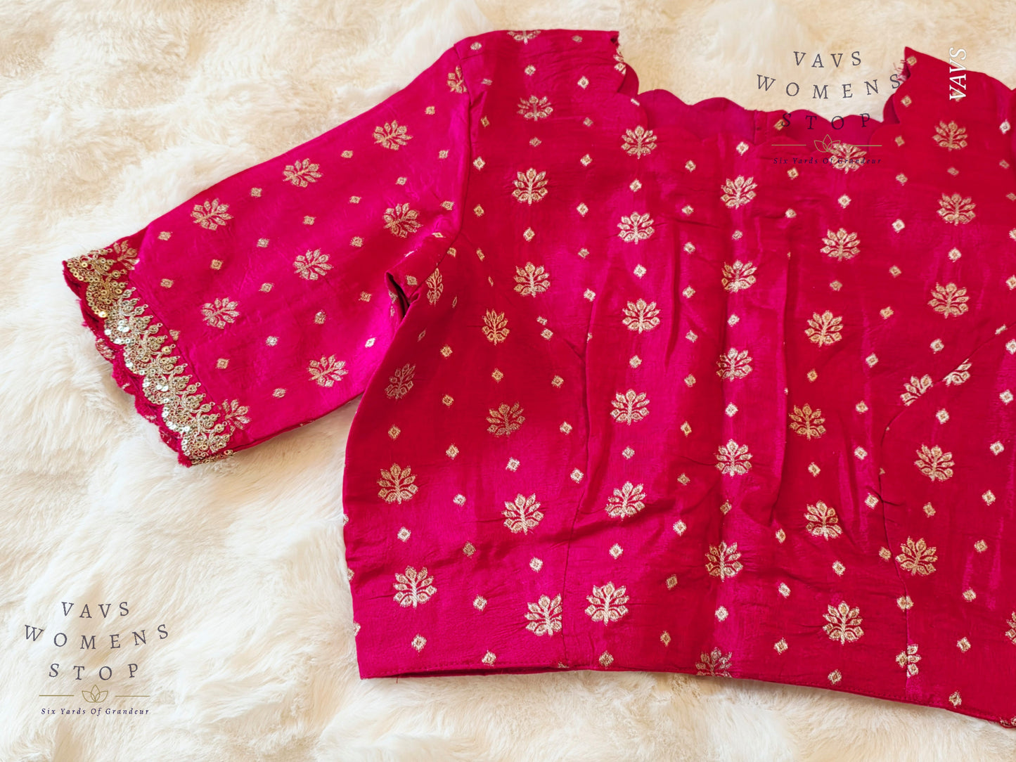 Pink Munga Crepe Silk Stitched Blouse
