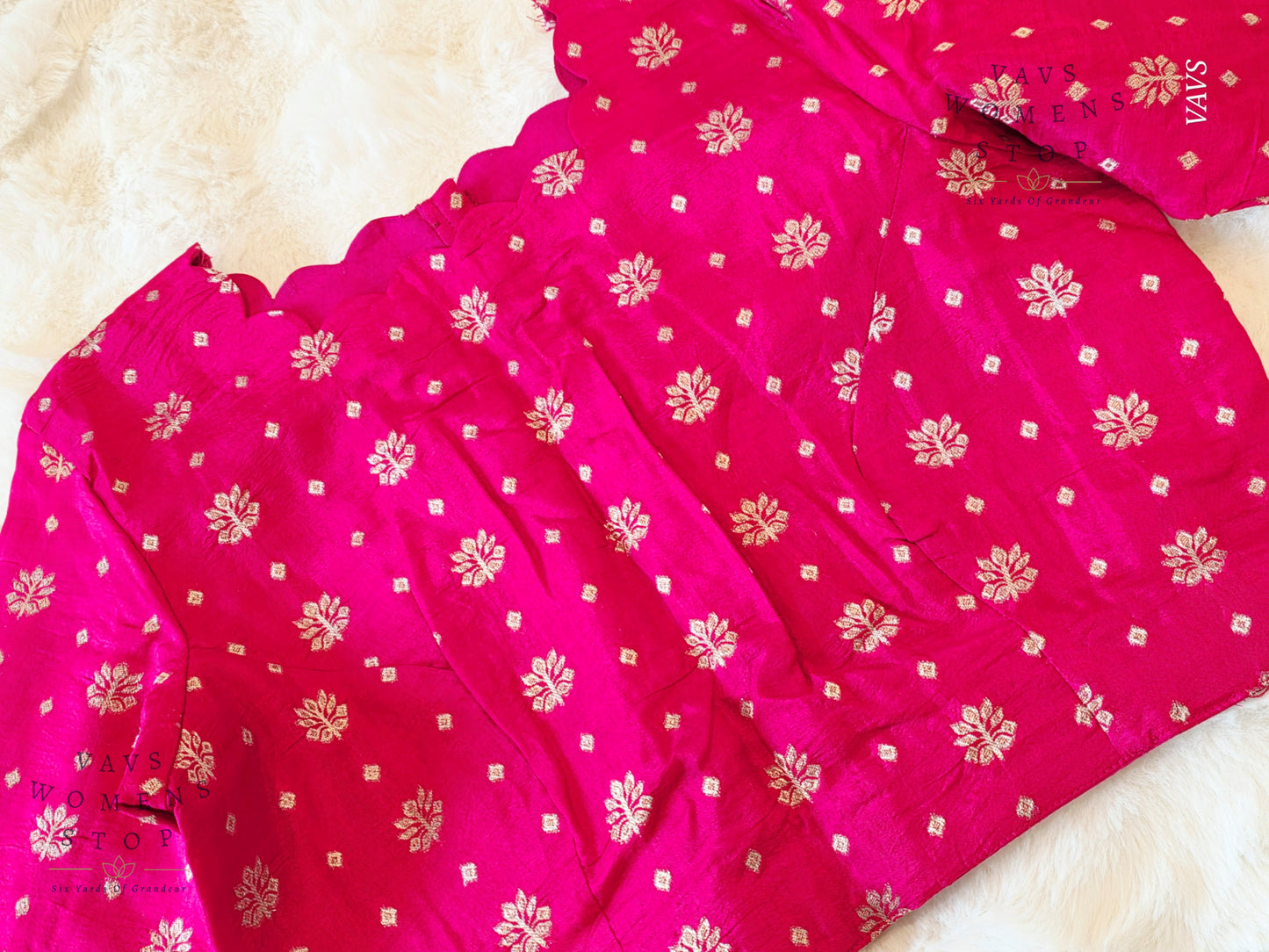 Pink Munga Crepe Silk Stitched Blouse
