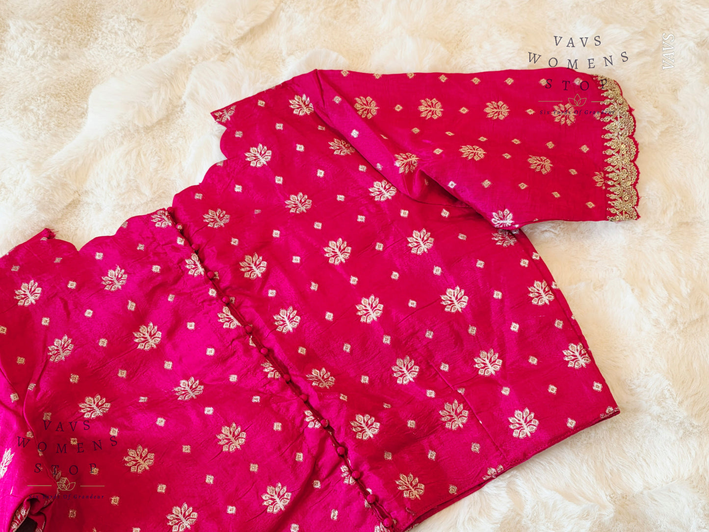 Pink Munga Crepe Silk Stitched Blouse
