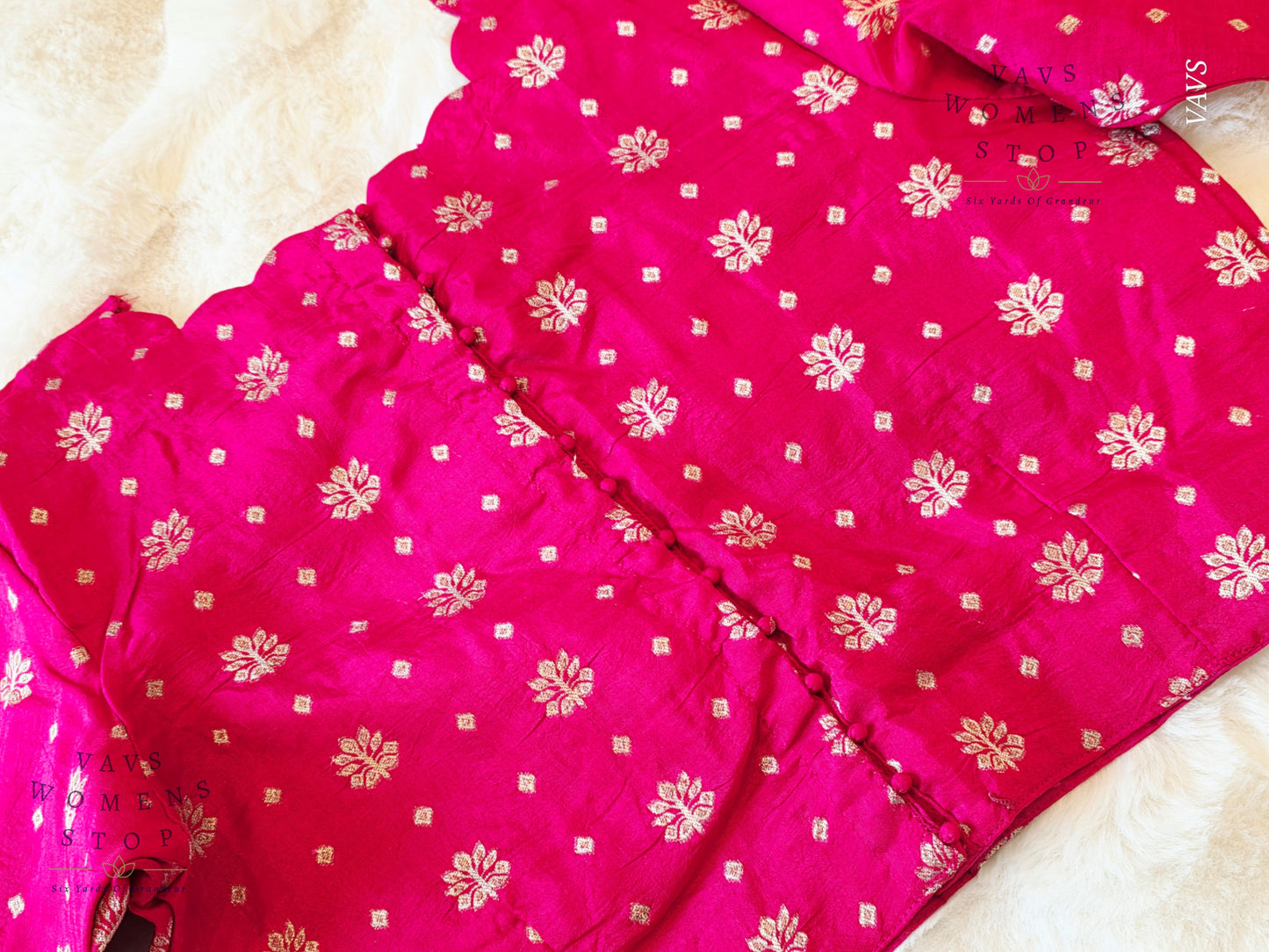 Pink Munga Crepe Silk Stitched Blouse