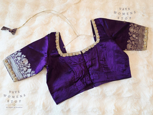 Purple Shade Pure Raw Mango Silk Stitched Blouse