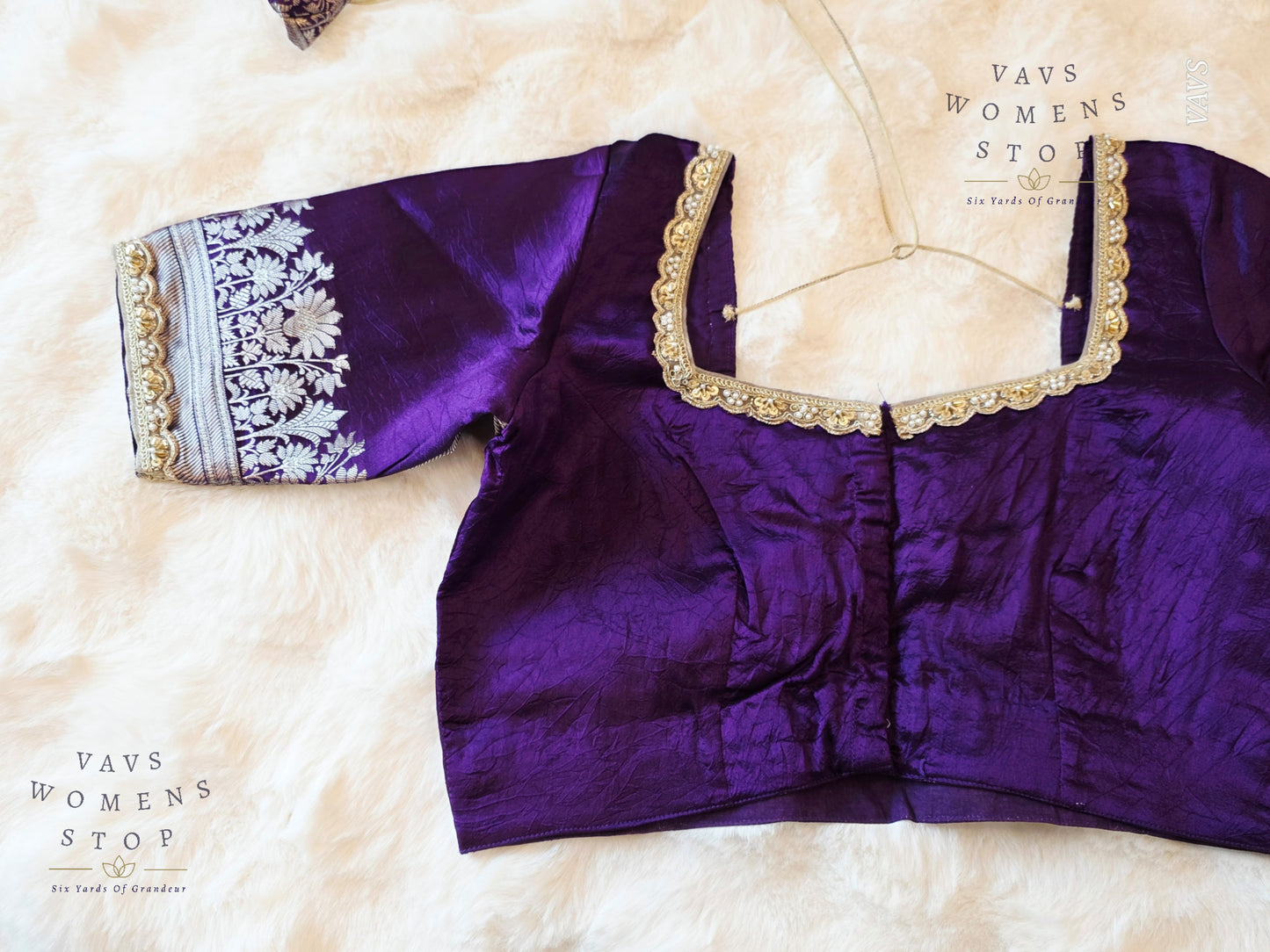Purple Shade Pure Raw Mango Silk Stitched Blouse