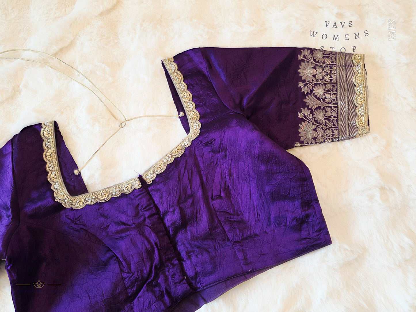 Purple Shade Pure Raw Mango Silk Stitched Blouse