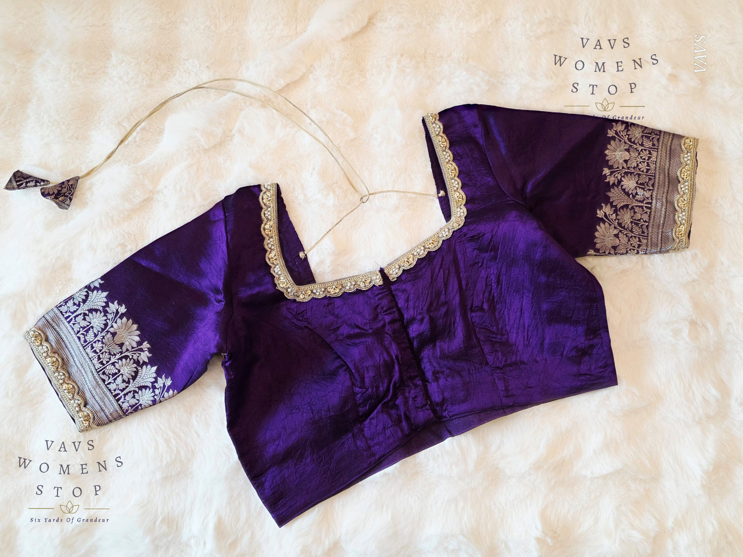 Purple Shade Pure Raw Mango Silk Stitched Blouse