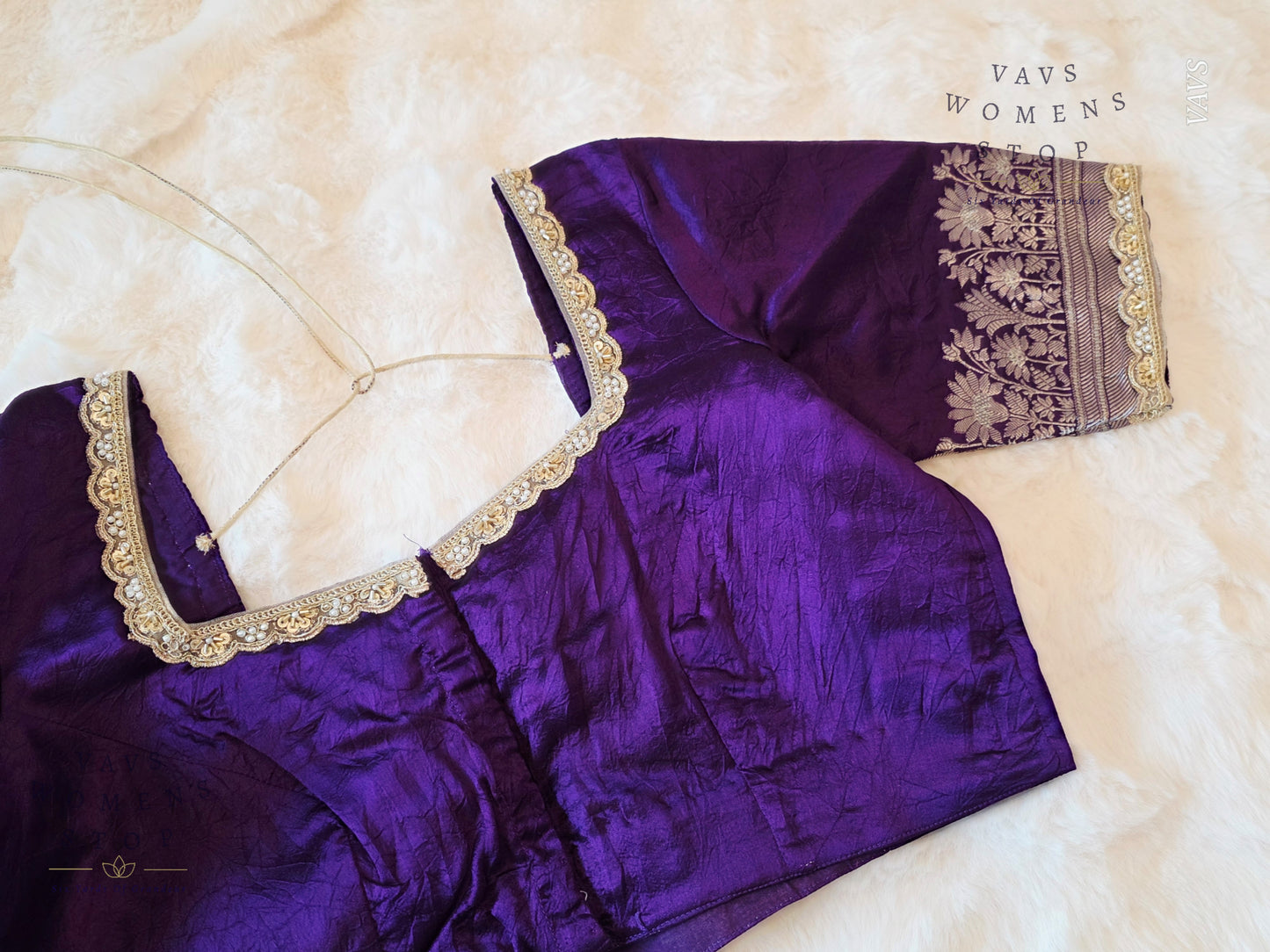 Purple Shade Pure Raw Mango Silk Stitched Blouse